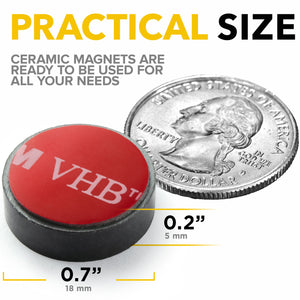 50 PCs Adhesive Ceramic Magnets – Round Circle Magnets – Sticky Backing – Strong Disc Magnets for Crafts and DIY