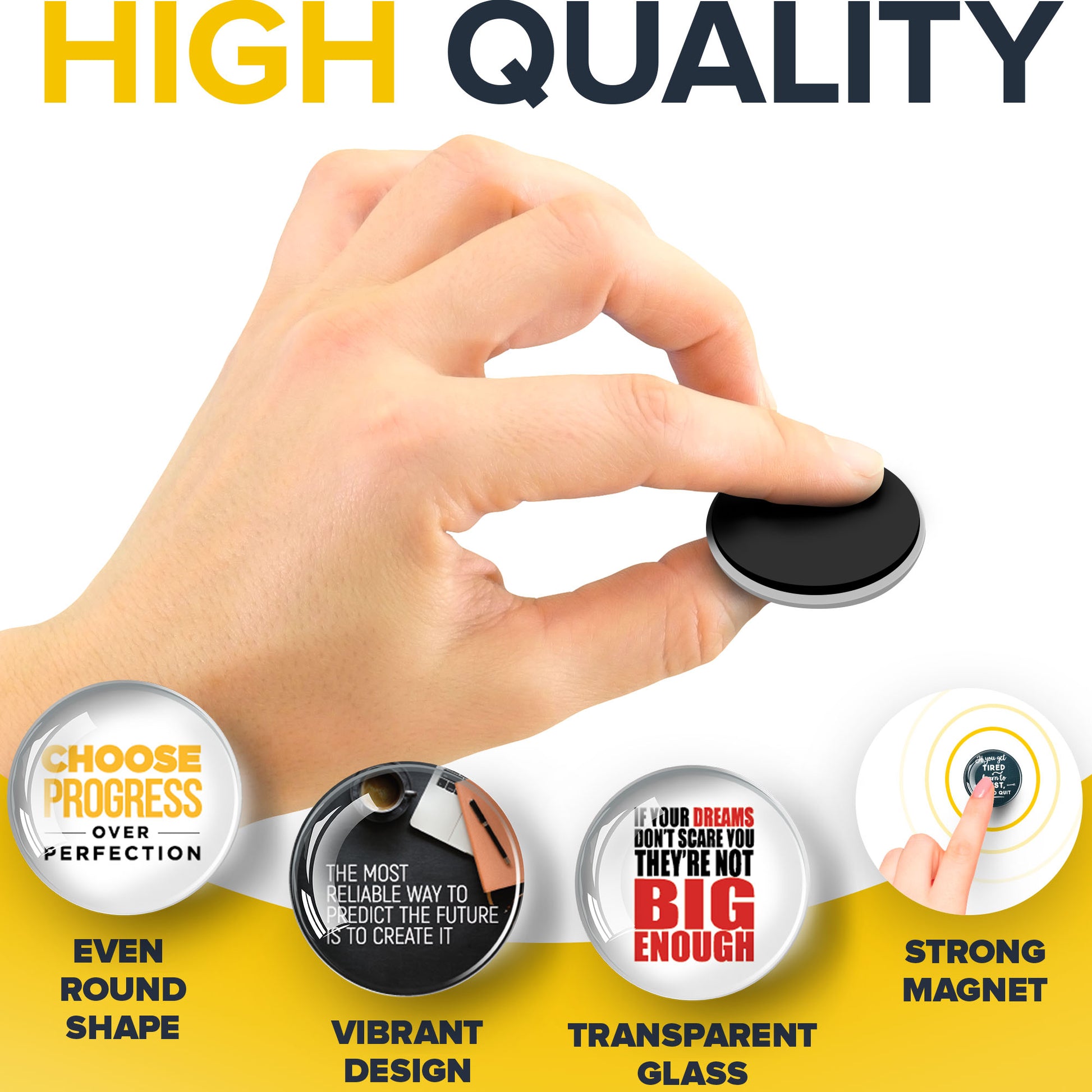 Business Quotes - Glass Motivational Magnets - Decorative Magnets for Fridge - Glass Magnets Funny - 12PCs