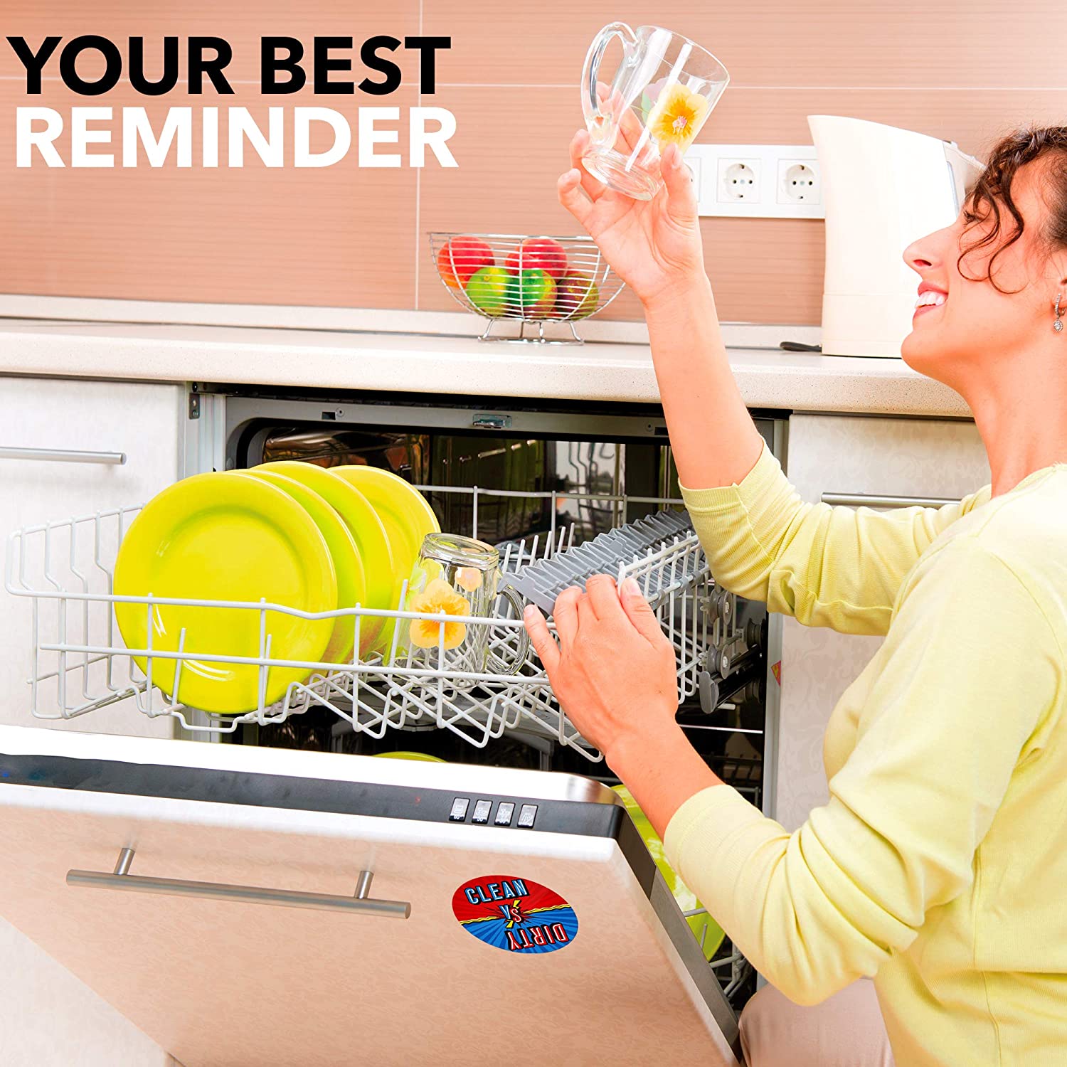 Clean Dirty Dishwasher Magnet Funny Comics Sign - Gifts for Mom from Son and Daughter - Housewarming Gifts New Home