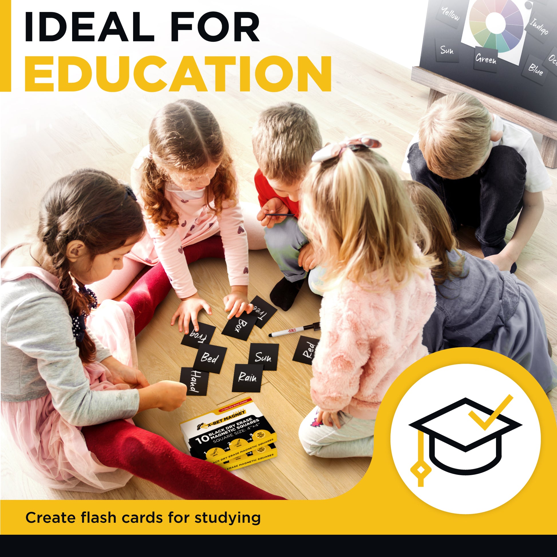 Black Dry Erase Magnetic Labels - Reusable Sticky Notes 10 PCs - Magnetic Notepads for Refrigerator - Dry Erase Magnetic Sheets - Blank Magnet Stickers to Write On