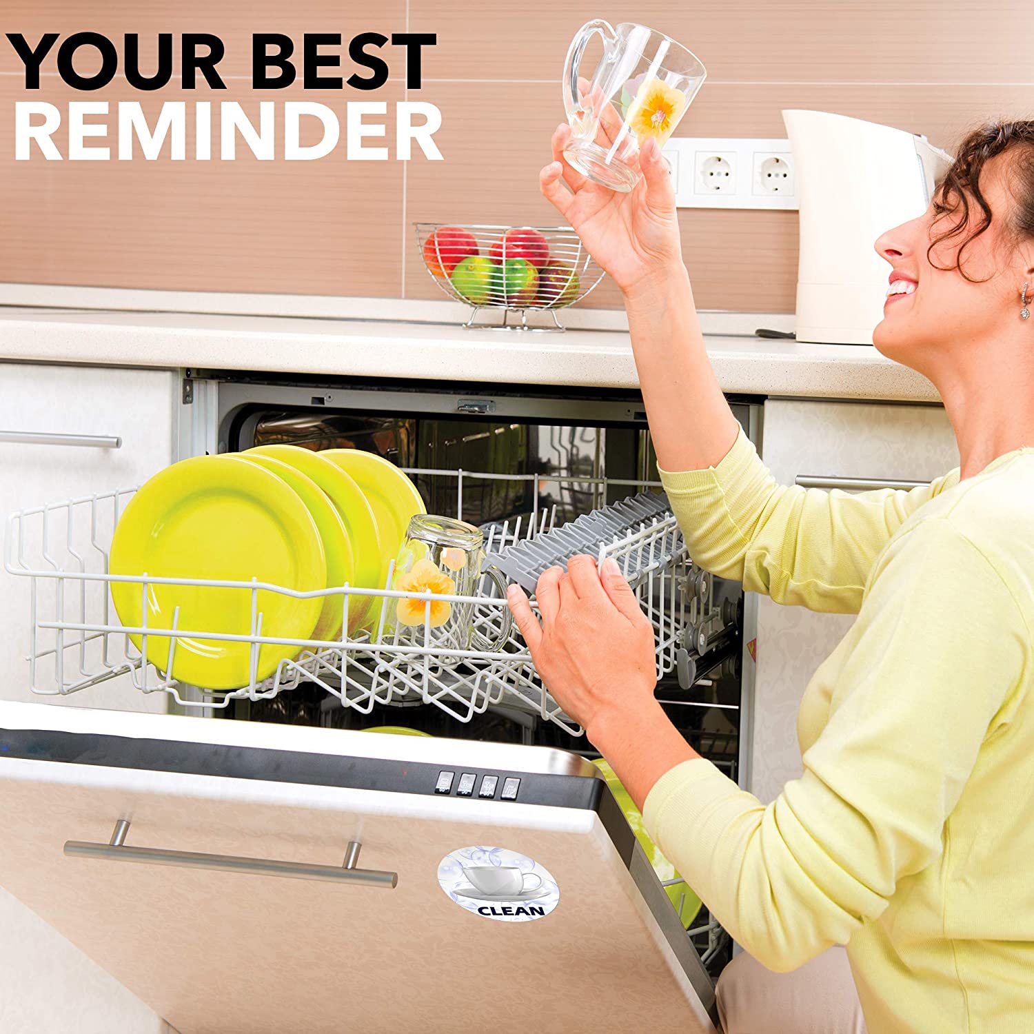 Dishwasher Magnet Clean/Dirty Sign - Strongest Magnet Double Sided Flip - Kitchen Magnet - Magnet for Dish Washer