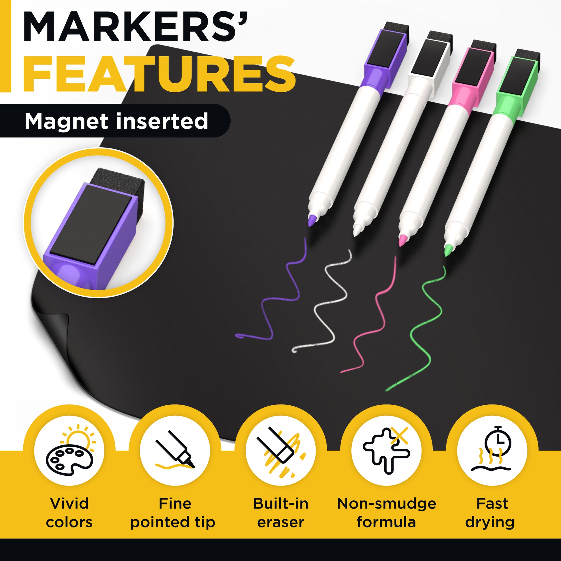 Black Dry Erase Sheet 12" x 8"