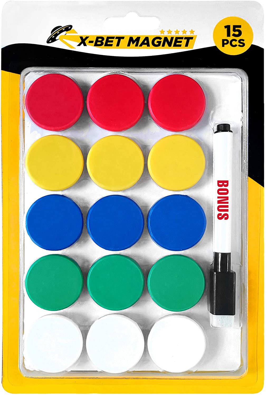 Office Magnets - Colored Fridge Magnets - Refrigerator Magnets for Whiteboard and Locker Magnets - 15 PCs