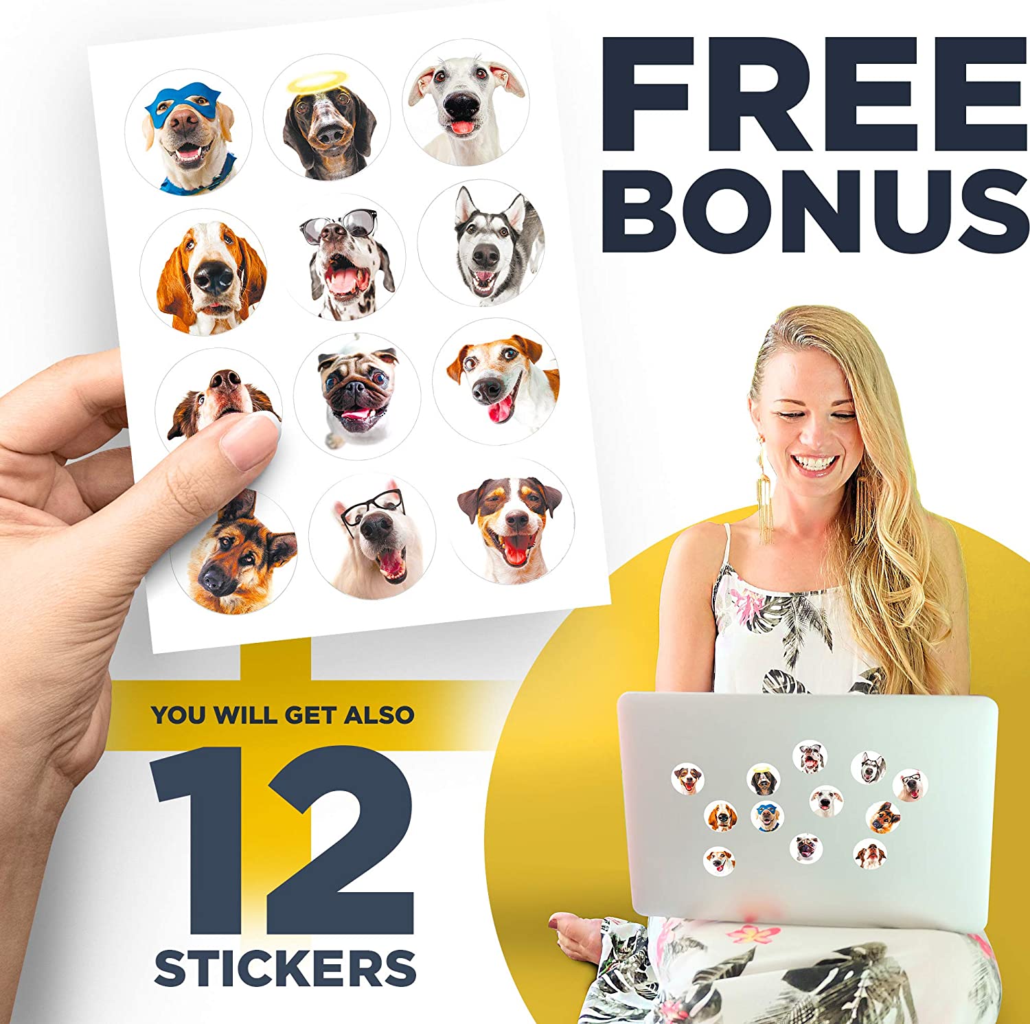 Dogs Glass Magnets - Colorful Magnets - Cute Refrigerator Magnets - Ideal for DIY, Science and Hobby - 12 PCs