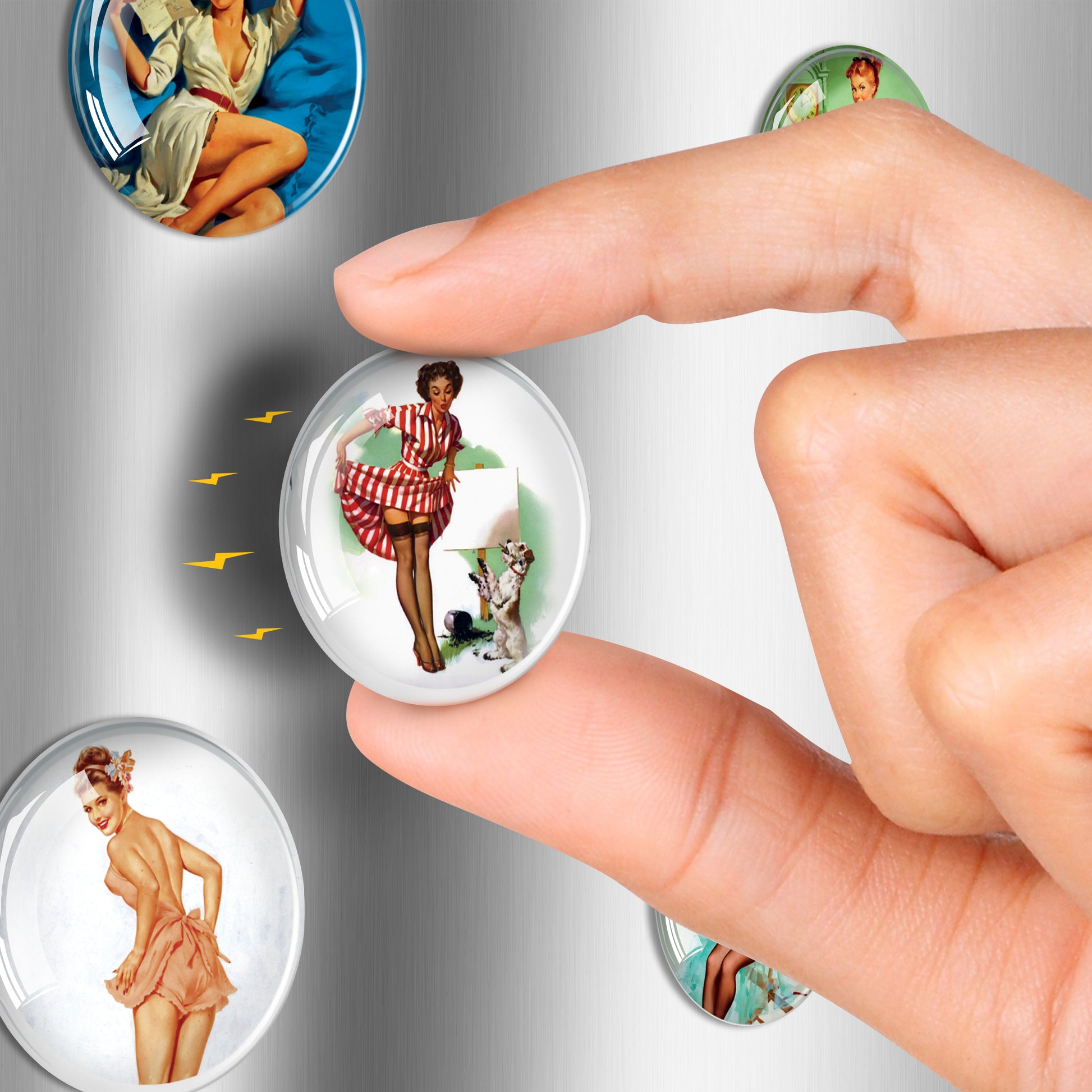 Pinup Glass Decorative Magnets - Decorative Magnets for Fridge - Cute Refrigerator Magnets - Fridge Magnets Cute - 12 Pcs
