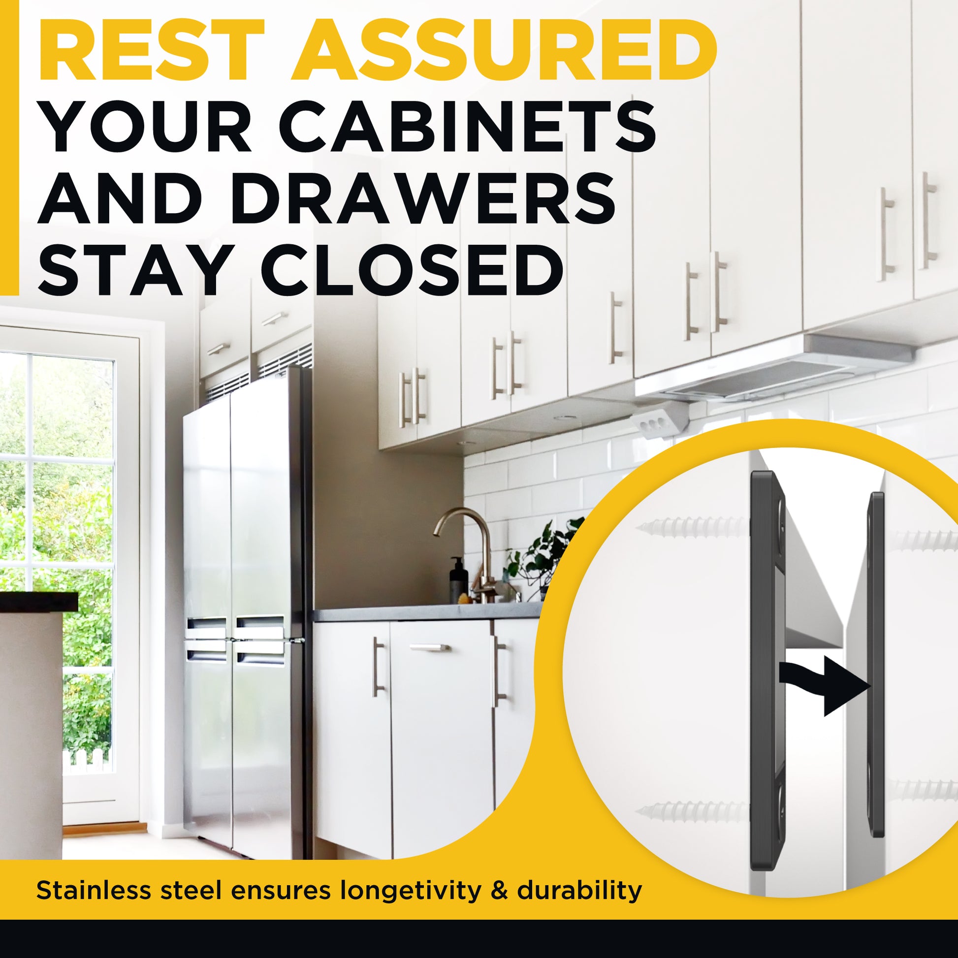 Magnetic Cabinet Door Catch Black - Thin Black Cabinet Magnets 4 PCs - Magnetic Door Latch - Drawer Magnets for Cabinet Doors