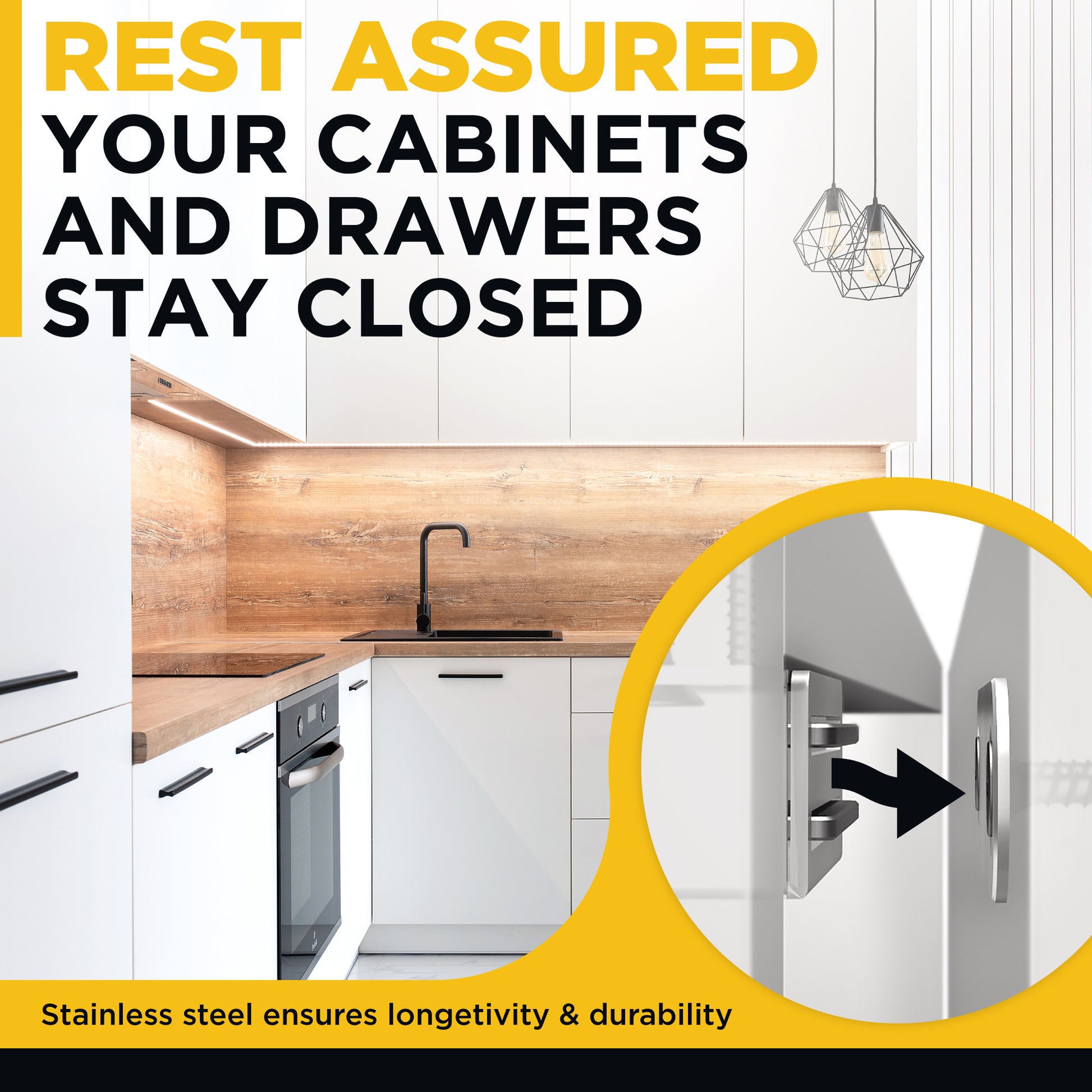 Magnetic Door Catch Adhesive - Cabinet Door Magnets Heavy Duty 4 PCs- Cabinet Door Magnetic Catch - Stainless Steel Drawer