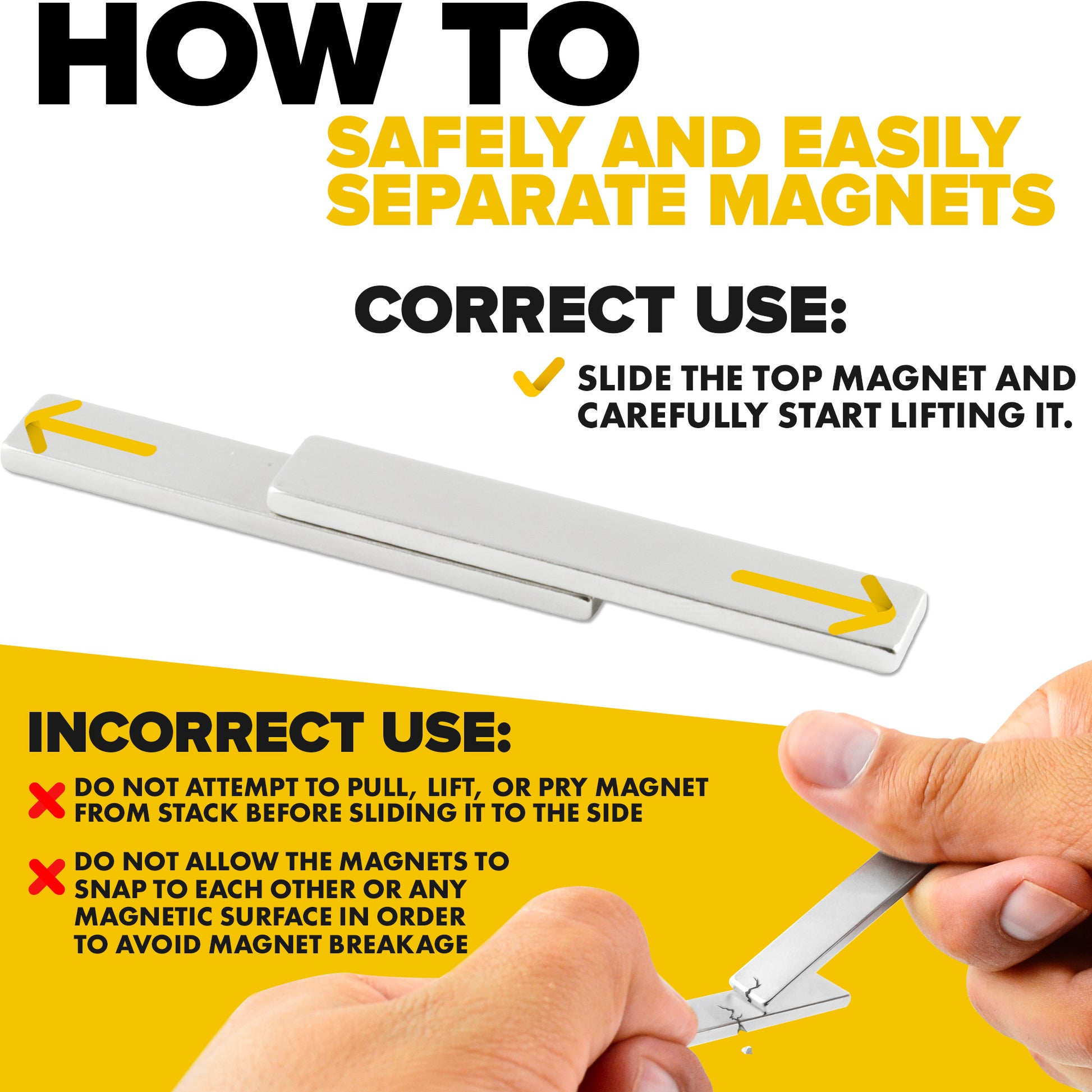 Neodymium Bar Magnets - Rare Earth Magnets Super Strong - N52 Grade (Ndfeb) - 2 Block Magnets in Box UK