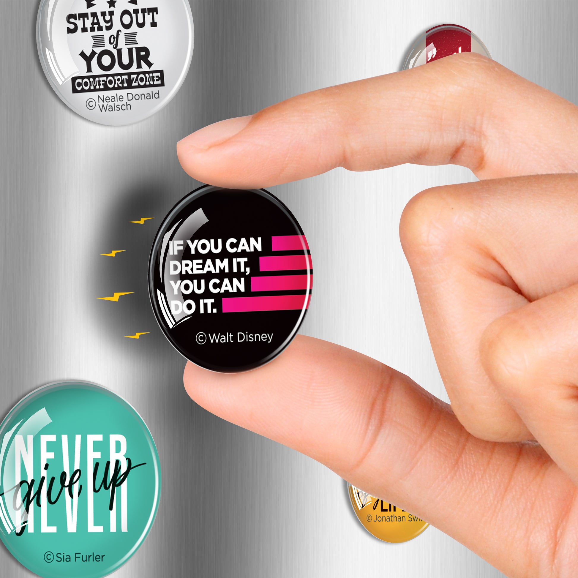 Cute Motivational Magnets - Decorative Magnets for Fridge and Whiteboard - Glass Magnets - 12 Pcs