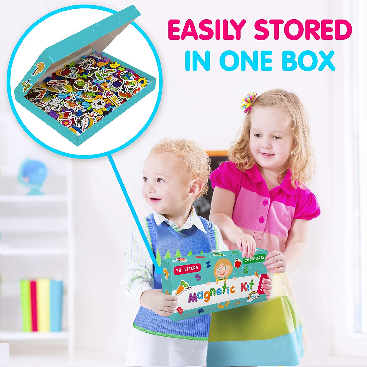 Alphabet Magnets for Fridge - Magnetic Letters and Foam Magnets for Toddlers - Farm Animals - Educational Toy - 104 PCs