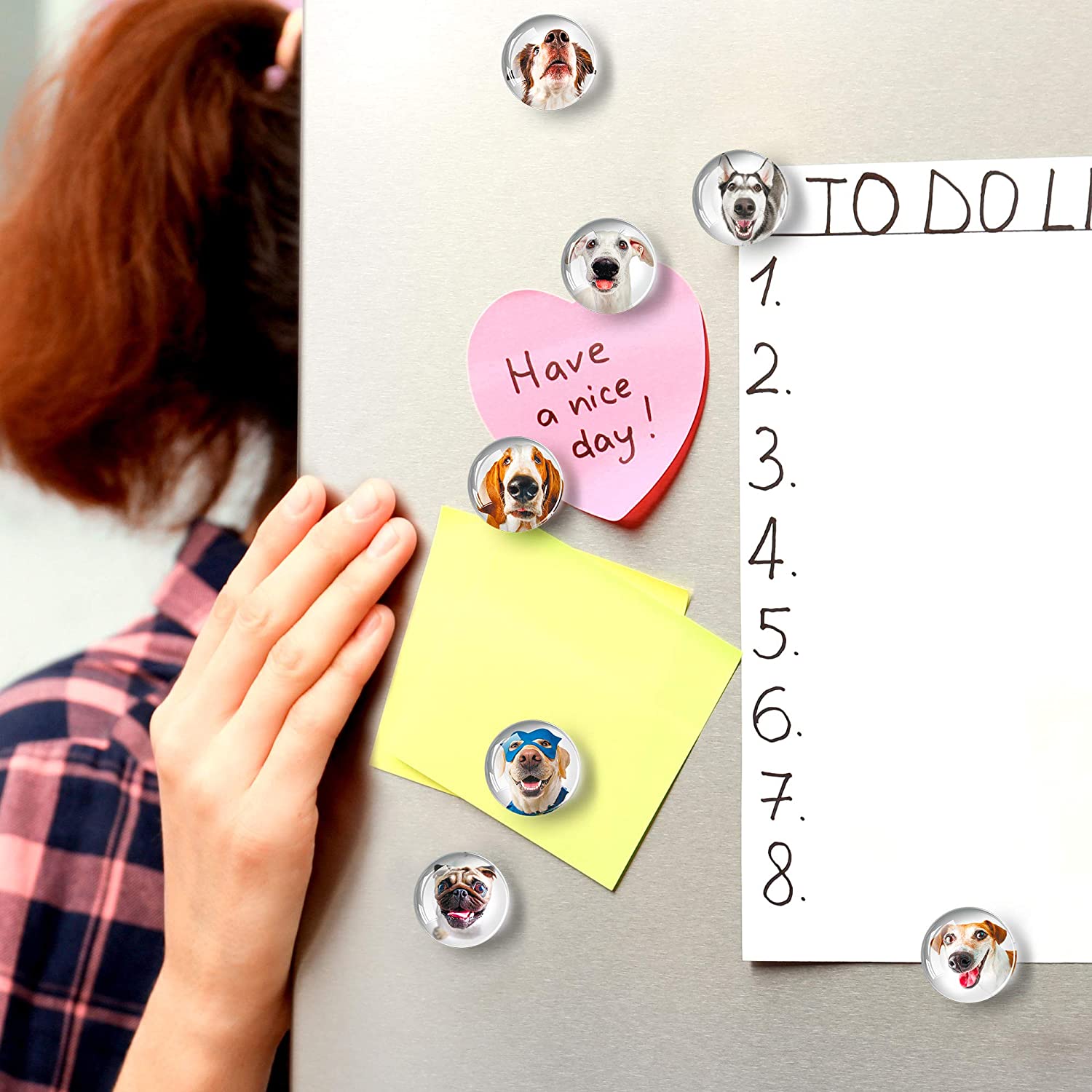 Dogs Glass Magnets - Colorful Magnets - Cute Refrigerator Magnets - Ideal for DIY, Science and Hobby - 12 PCs