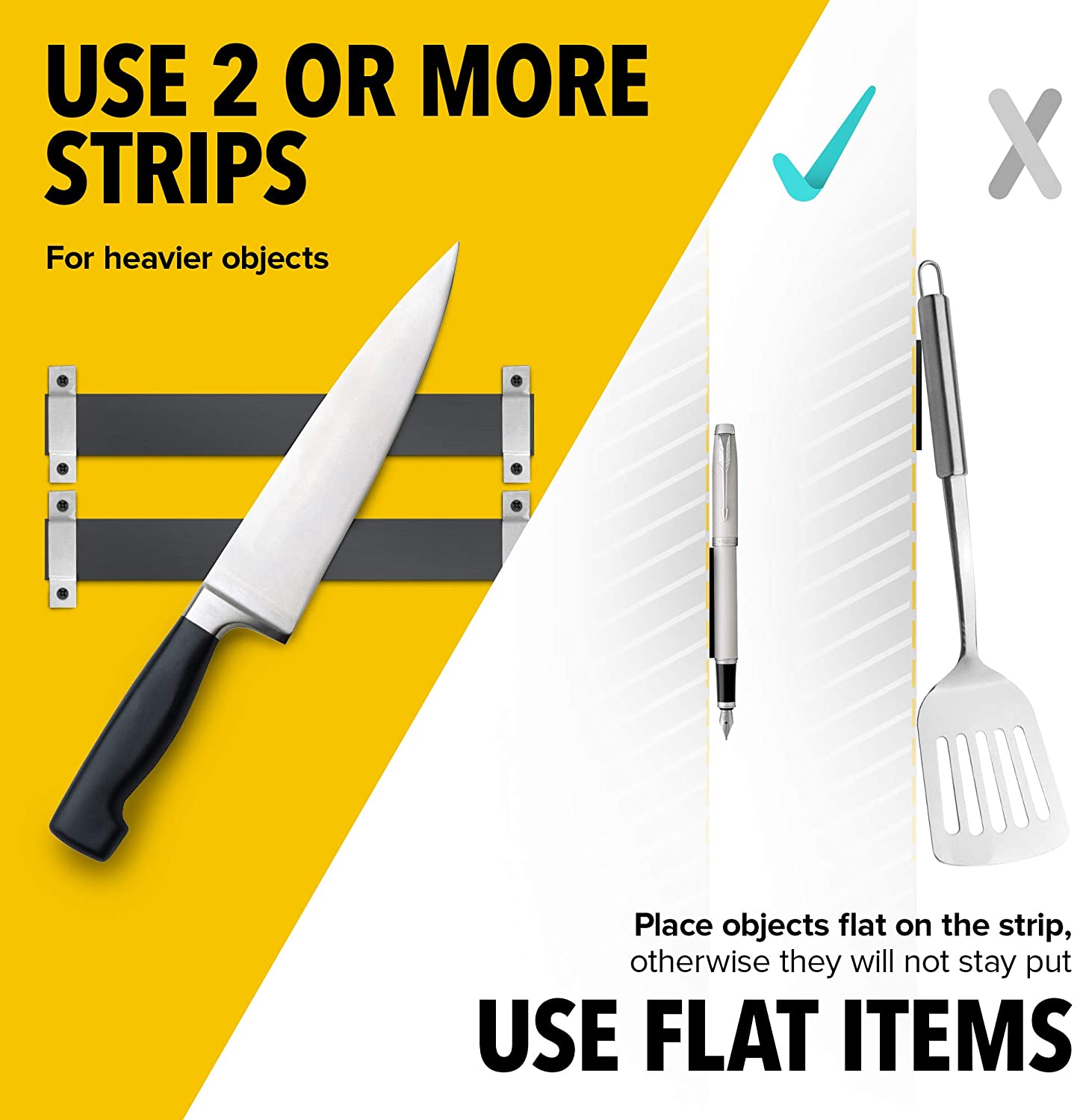 Magnetic Knife Strip - Knife Magnetic Strip with Adhesive Backing - Magnetic Knife Holder - Knife Rack - Kitchen Utensil