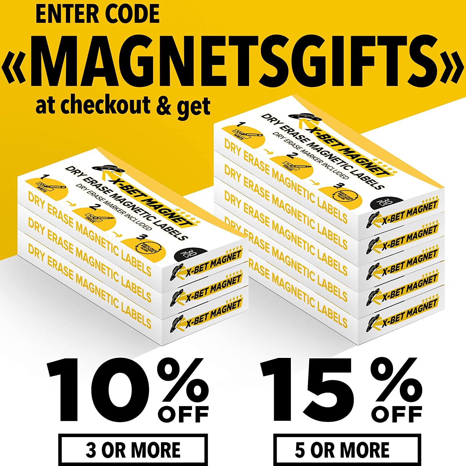 Dry Erase Magnetic Stickers for Whiteboards - Sticky Labels and Stickers - Magnetic Name Tags - 30 PCs