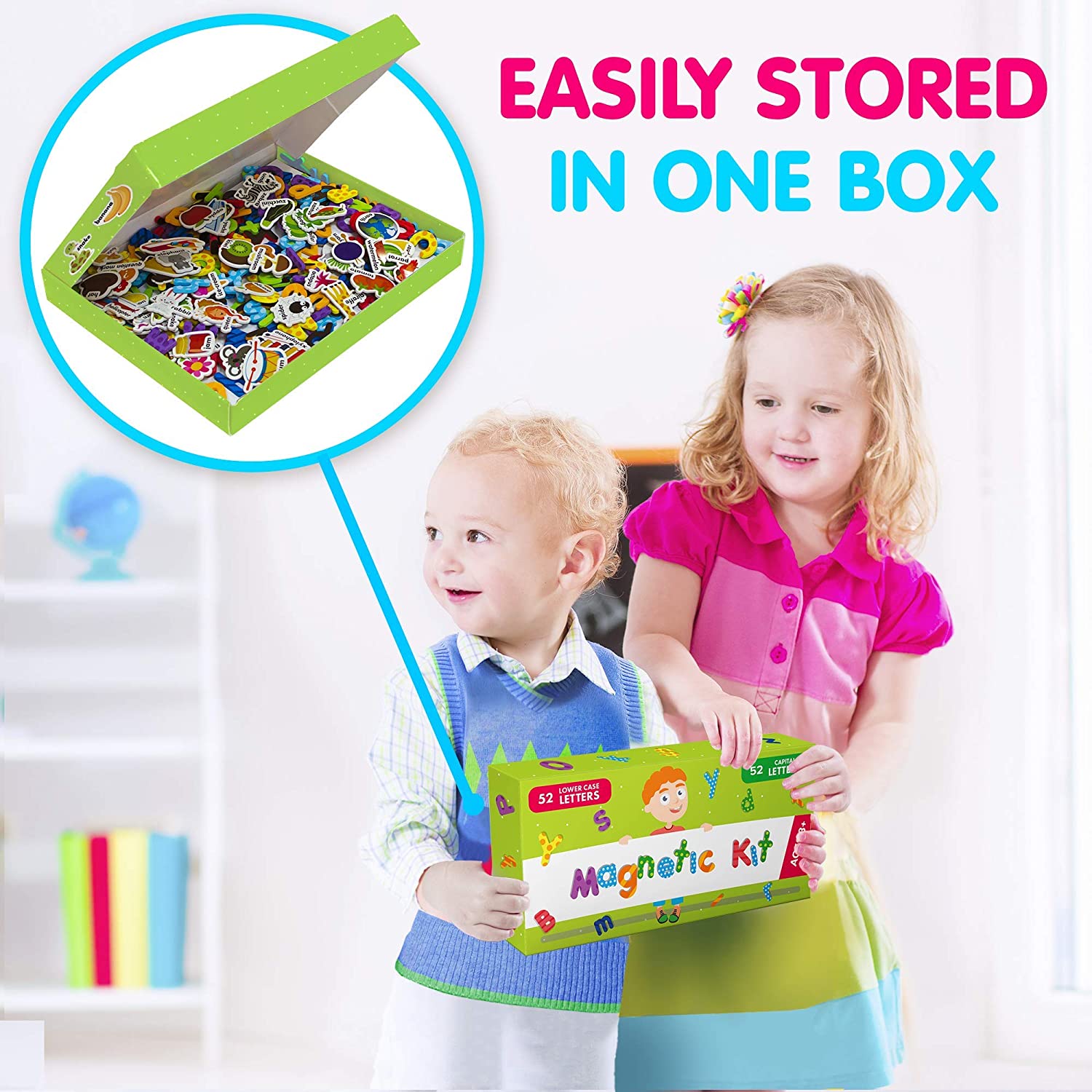 104 PCs Premium Foam Magnetic Letters - ABC Magnets - Alphabet Magnets for Toddlers and Kids
