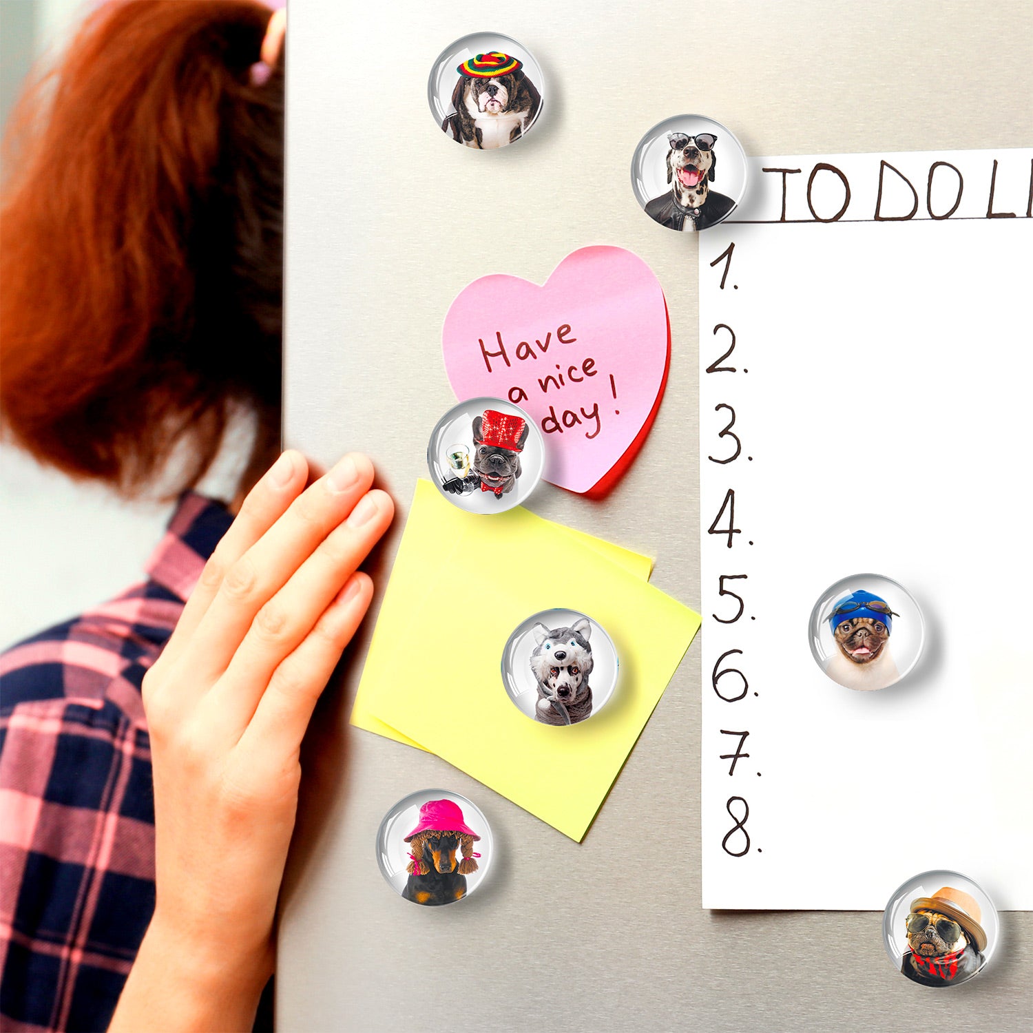 Funny Dogs Decorative Magnets - Cute Fridge Magnets - Decorative Magnets for Whiteboard - Small Round Magnets - 12 Pcs