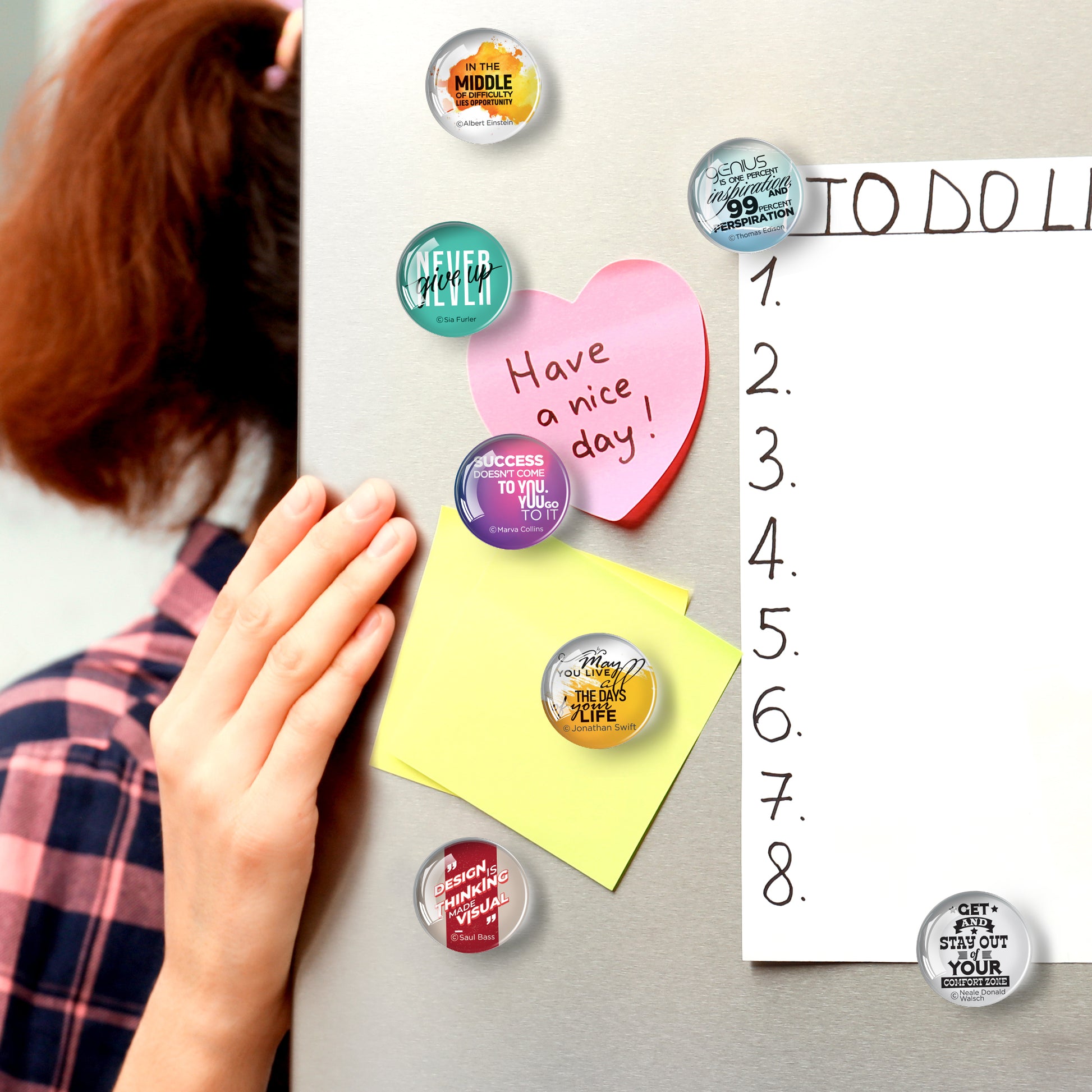 Cute Motivational Magnets - Decorative Magnets for Fridge and Whiteboard - Glass Magnets - 12 Pcs