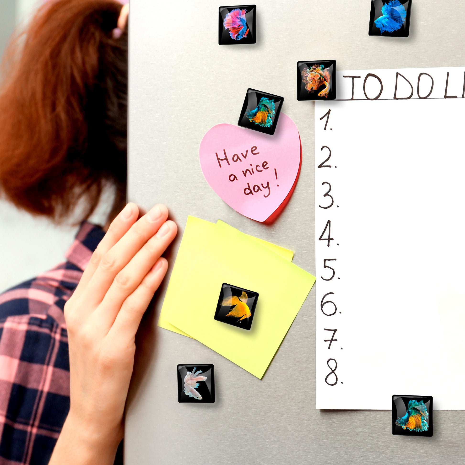 Unique Fish – Glass Refrigerator Magnets  10 PCs – Funny Fridge Magnets for Kitchen, Office and Whiteboard