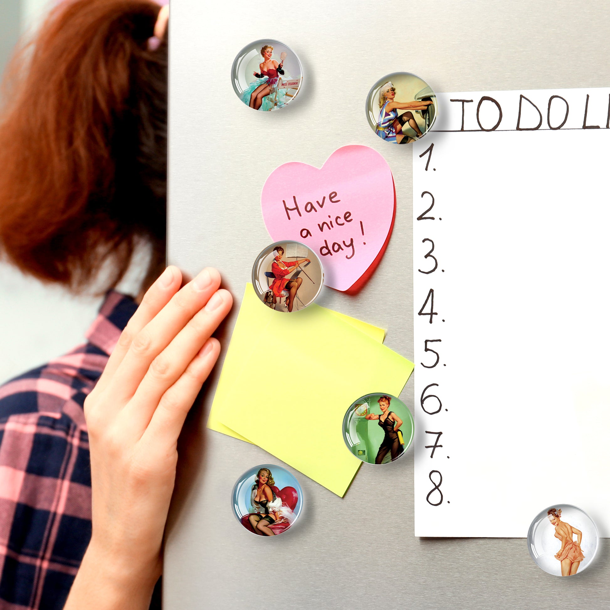 Pinup Glass Decorative Magnets - Decorative Magnets for Fridge - Cute Refrigerator Magnets - Fridge Magnets Cute - 12 Pcs