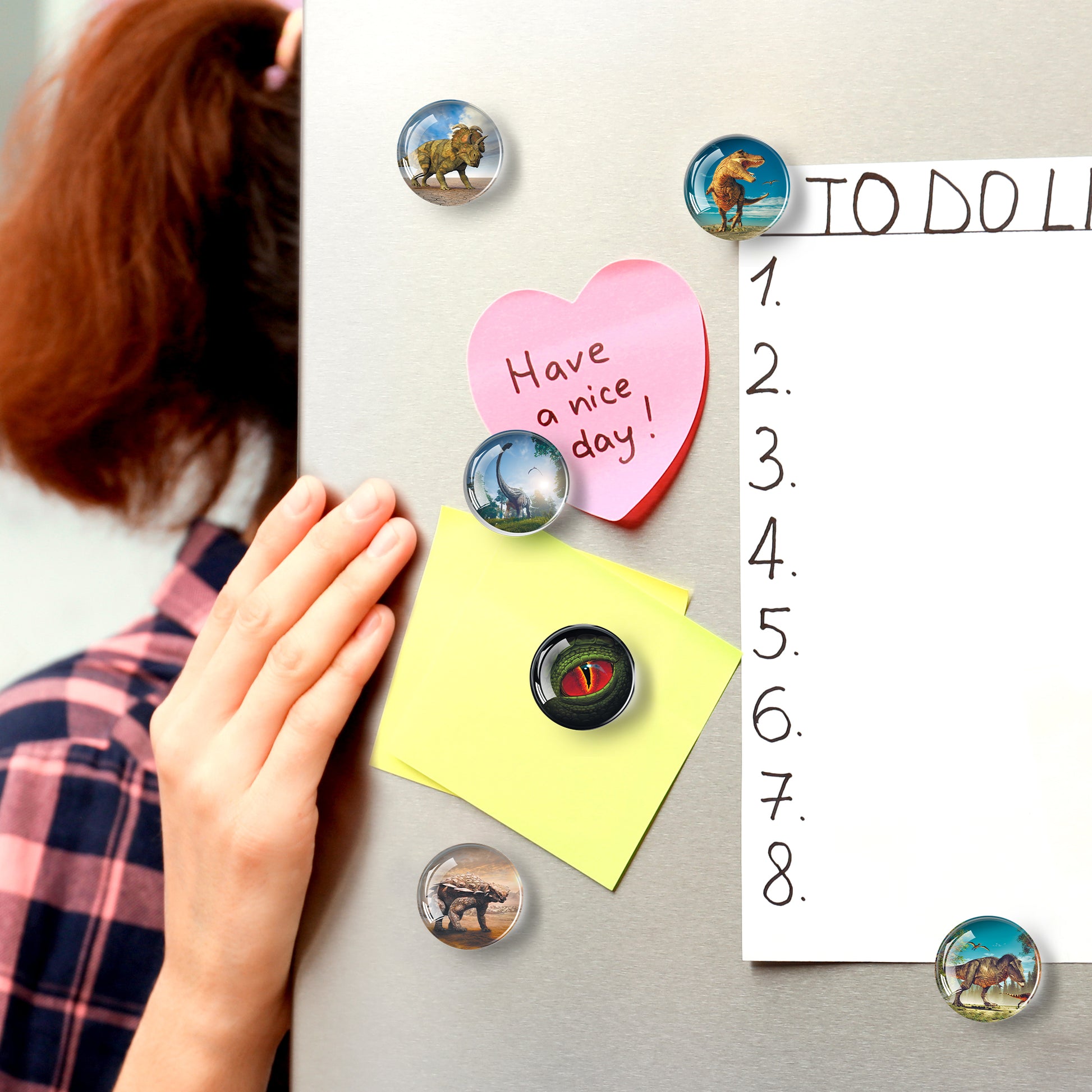 Decorative Magnets for Whiteboard and Fridge - Dinosaur Magnets - Funny Magnets for Rerfrigerator - Glass Magnets - 12 Pcs