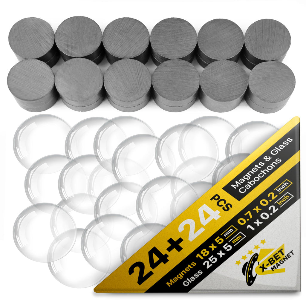 24 PCs Ceramic Magnets with Transparent Glass Cabochons - Clear Glass Dome - Strong Refrigerator Magnets for DIY UK