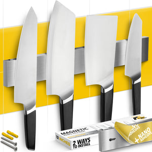 Knife Magnetic Strip 12" with Adhesive – Magnetic Knife Holder for Wall no Screws