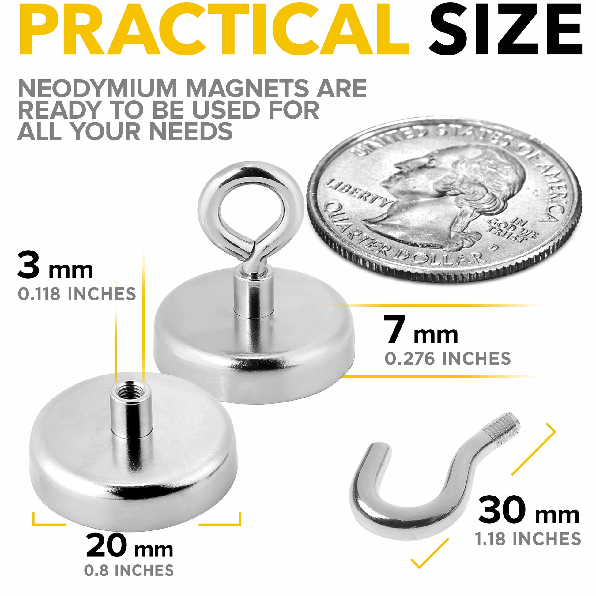 Magnetic Hooks – Super Strong Magnet Hooks for Fridge – N52 Neodymium Fishing Magnets