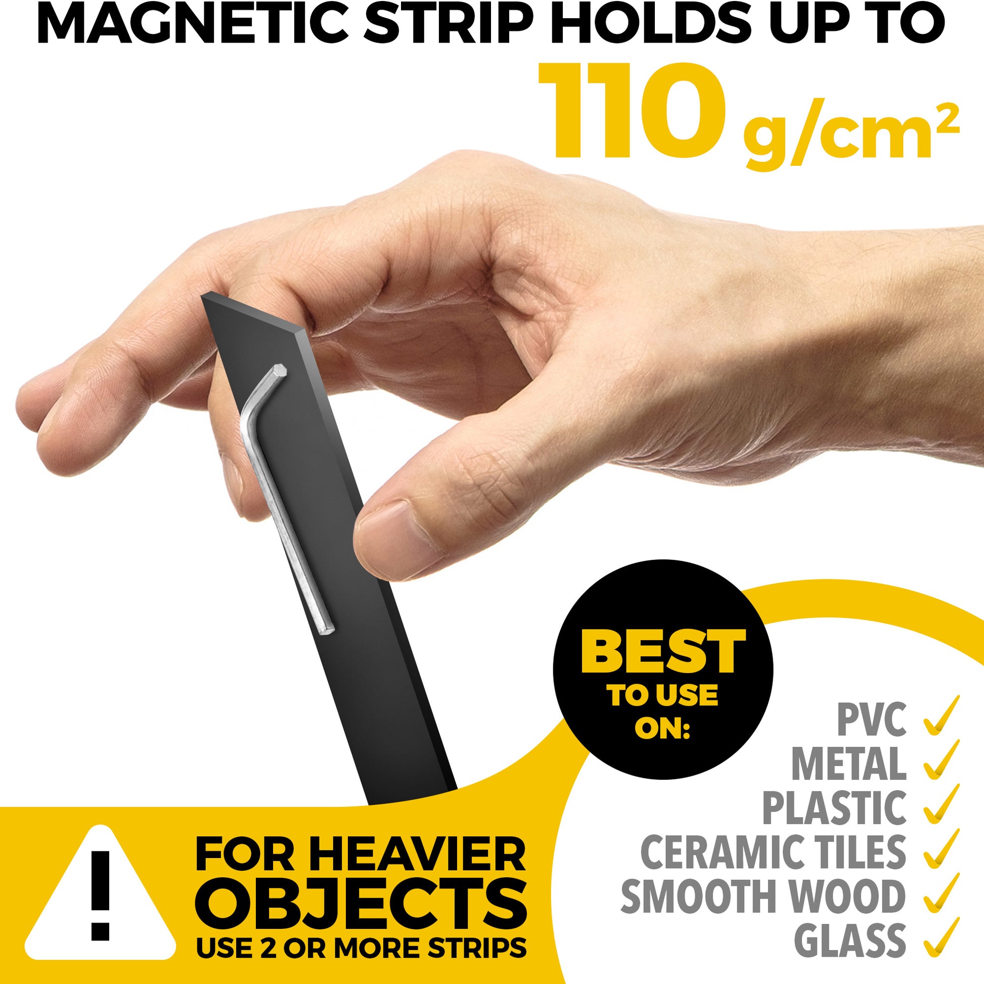 Adhesive Magnetic Strip - Knife Holder - Kitchen Utensil Holder - Tool Holder for Garage - Kitchen Organizer - 2 PCs