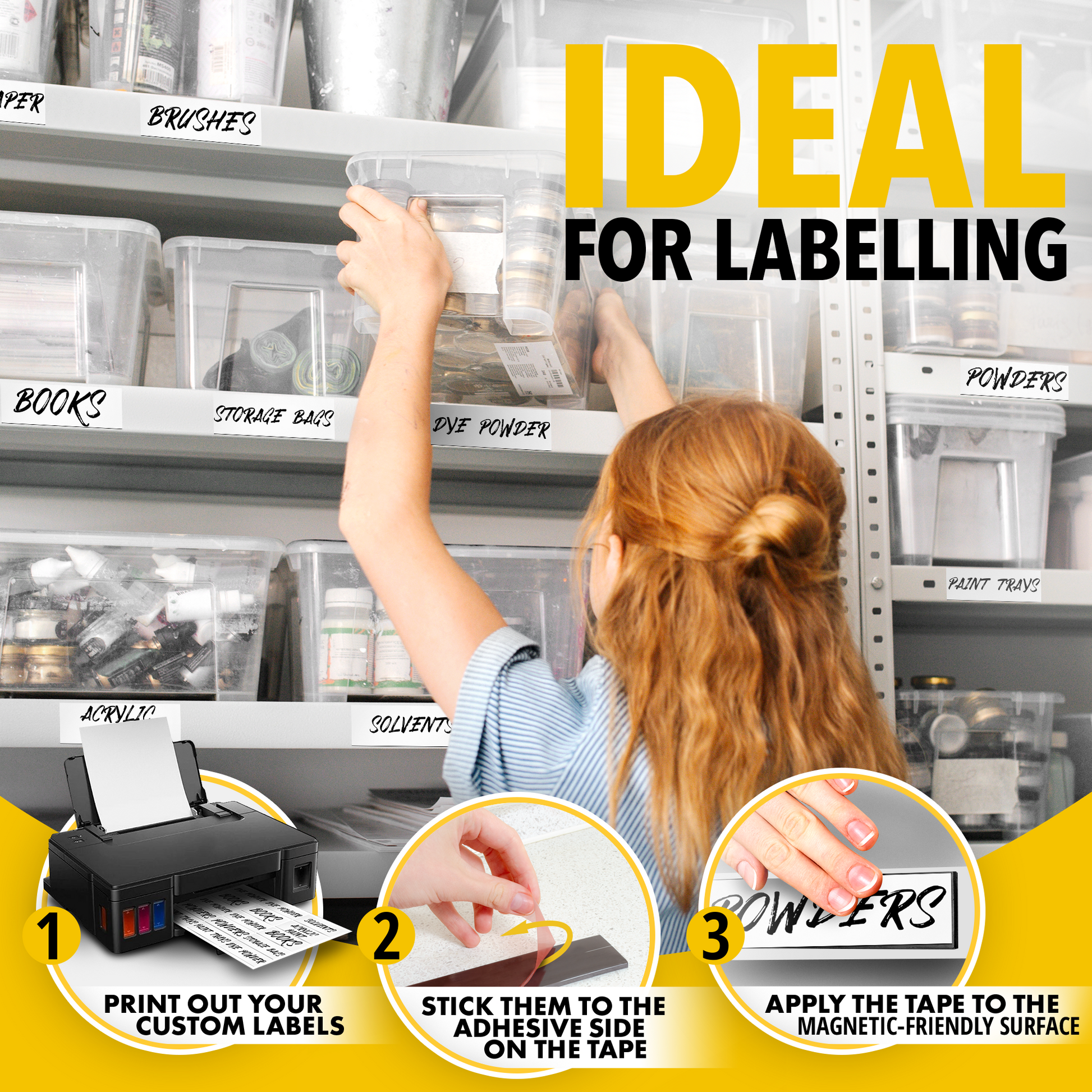 Flexible Magnetic Tape - Wide 1.5 Inch x 10 Feet Sticky Magnetic Strip - Adhesive Magnets for DIY, Craft and Education UK