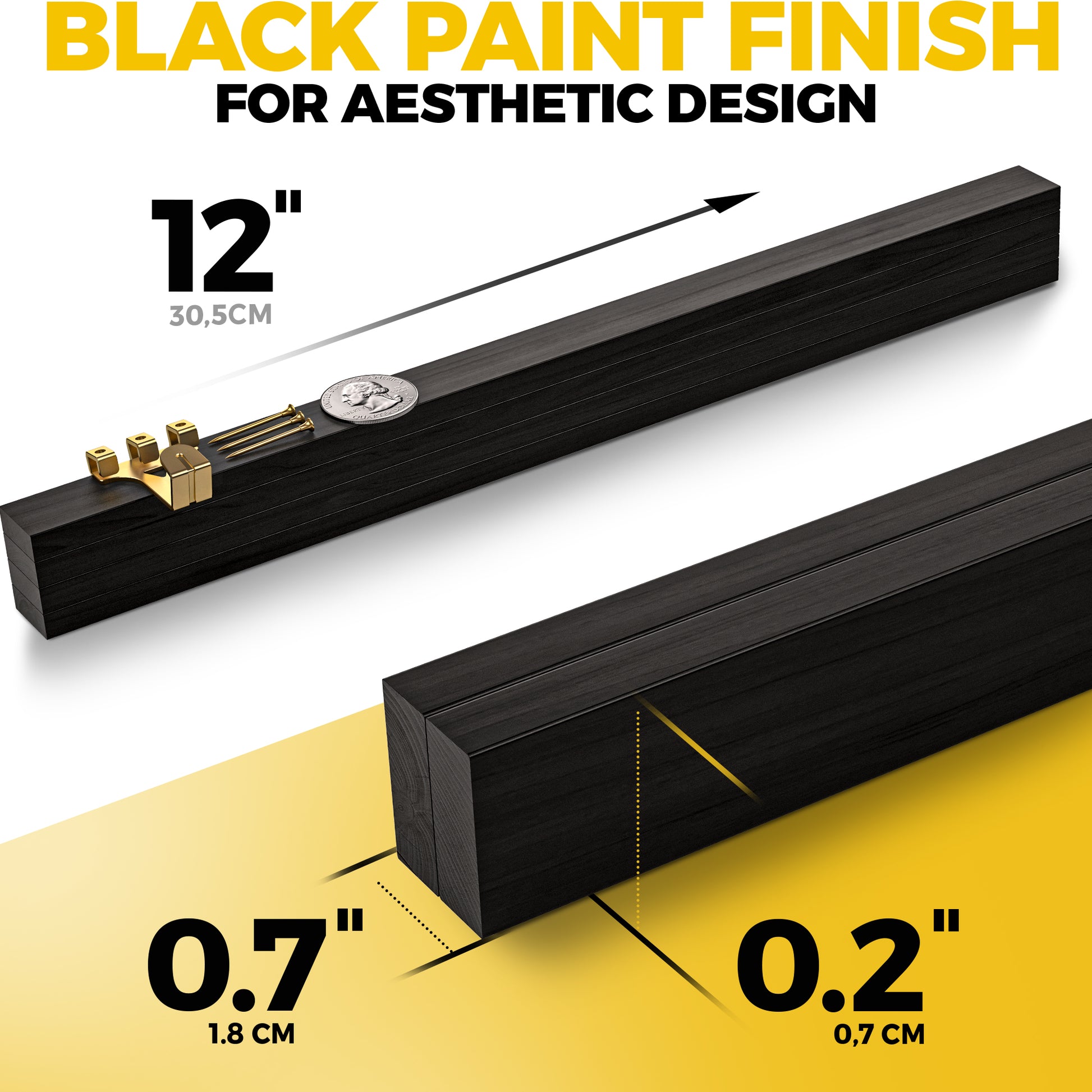 Magnetic Poster Frame Black 12" – Magnetic Poster Hanger for Pictures, Photos, Prints, Maps and Canvas Artwork – Magnet Picture Frame Holder