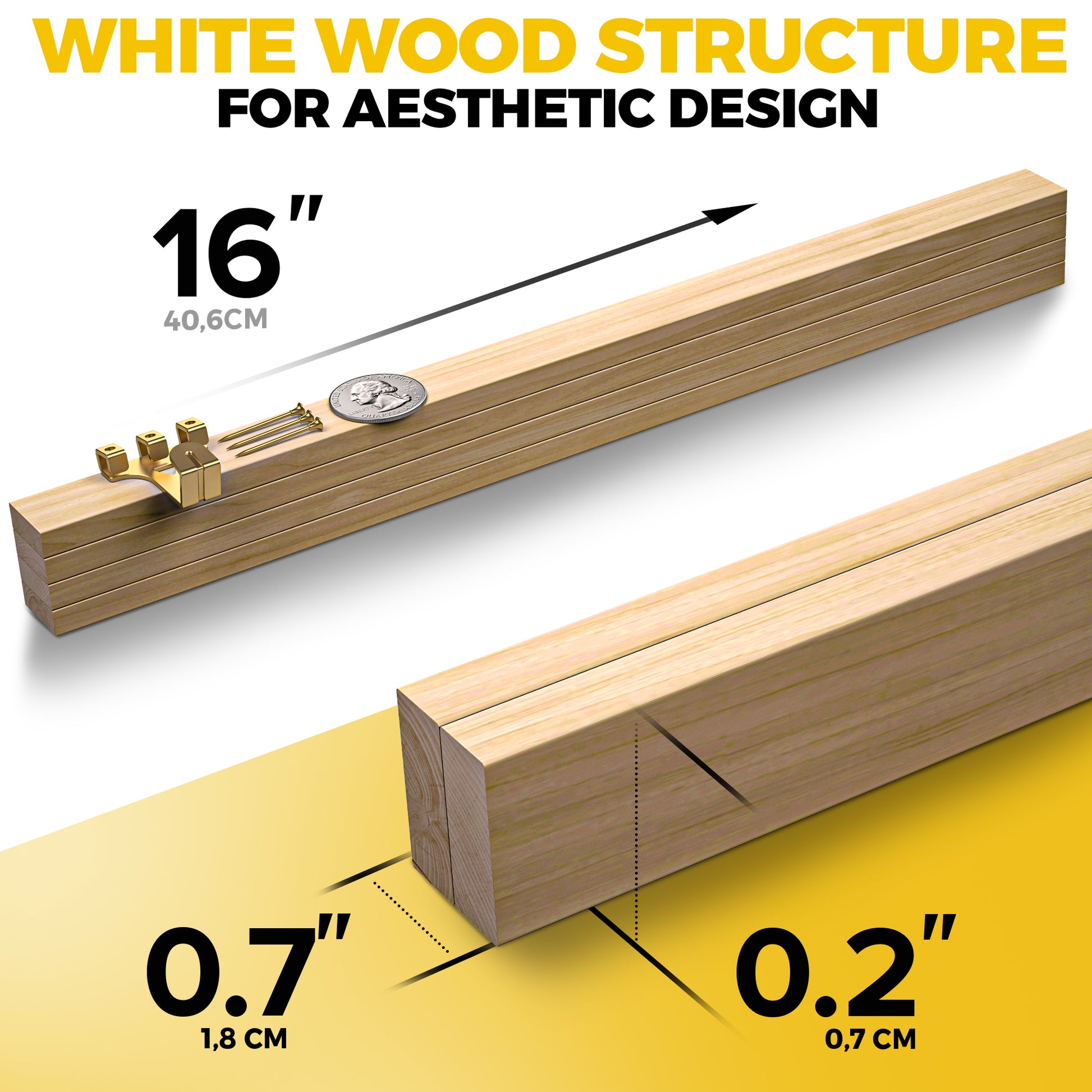 Magnetic Poster Hanger Frame 16" – White Wood Magnetic Poster Frame – Magnet Picture Frame