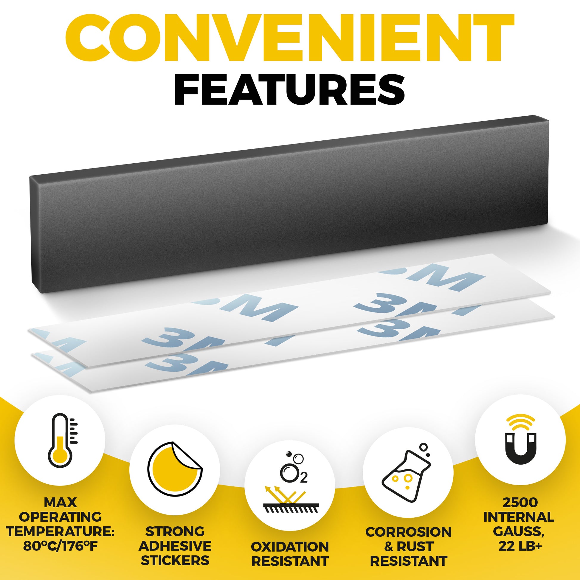 Powerful N52 Neodymium Magnet - Neodymium Bar Magnets with Adhesive Backing – Heavy Duty N52 Rare Earth Magnets with Epoxy Coating