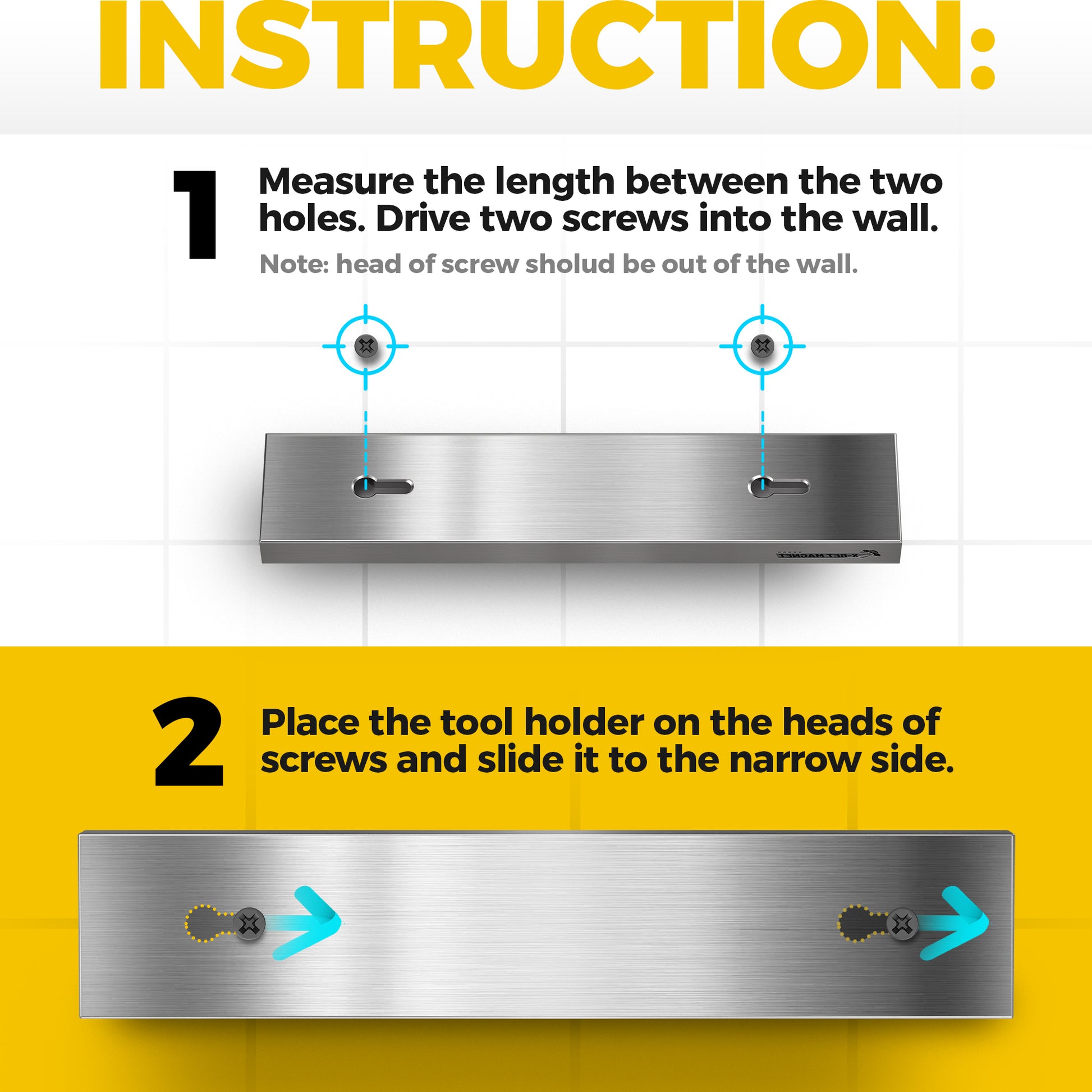 Knife Magnetic Strip 10" with Adhesive – Magnetic Knife Holder for Wall no Screws - Tool Holder and Kitchen Organizer