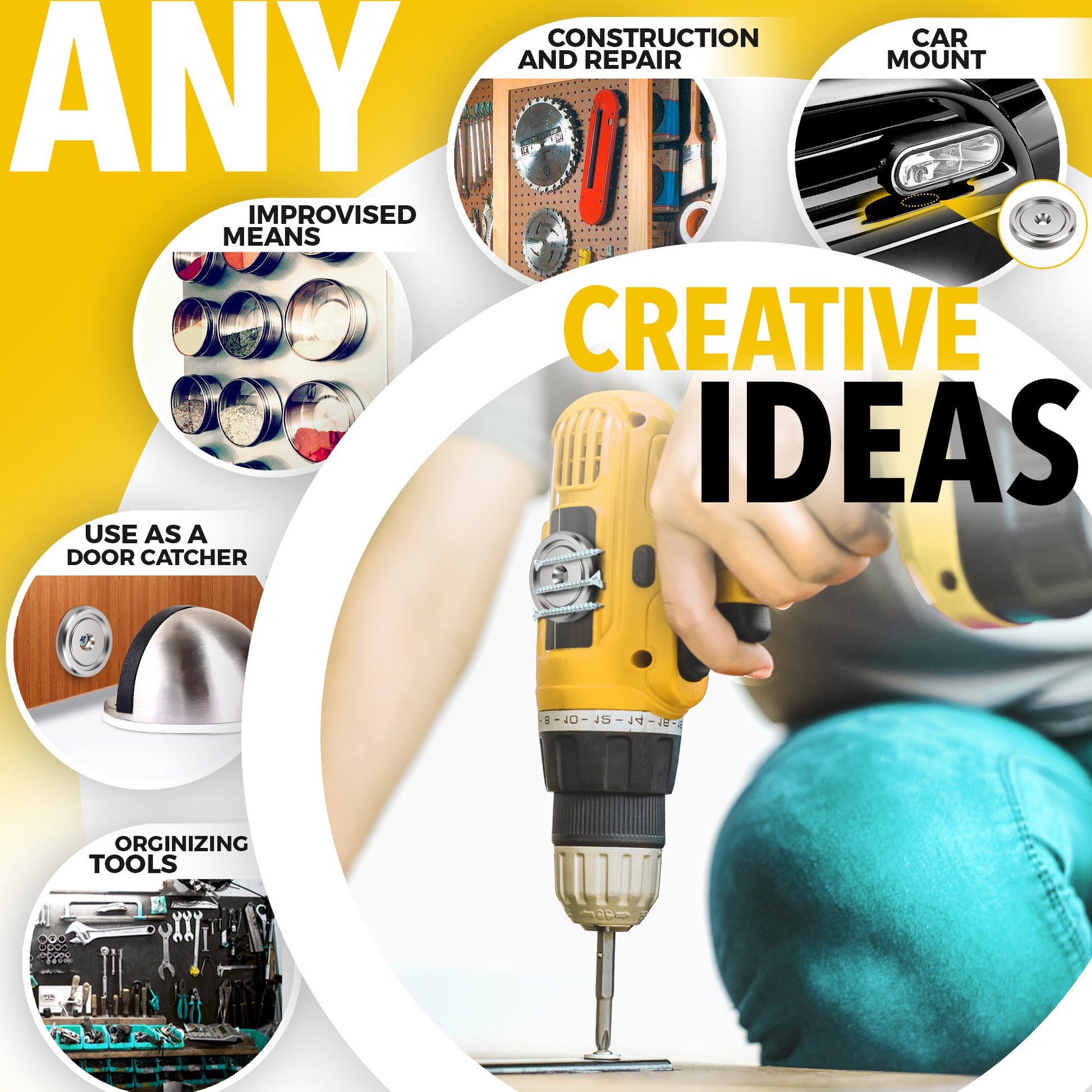 Neodymium Disc Countersunk Hole Magnets 5 PCs - Strong, Permanent, Rare Earth Magnets