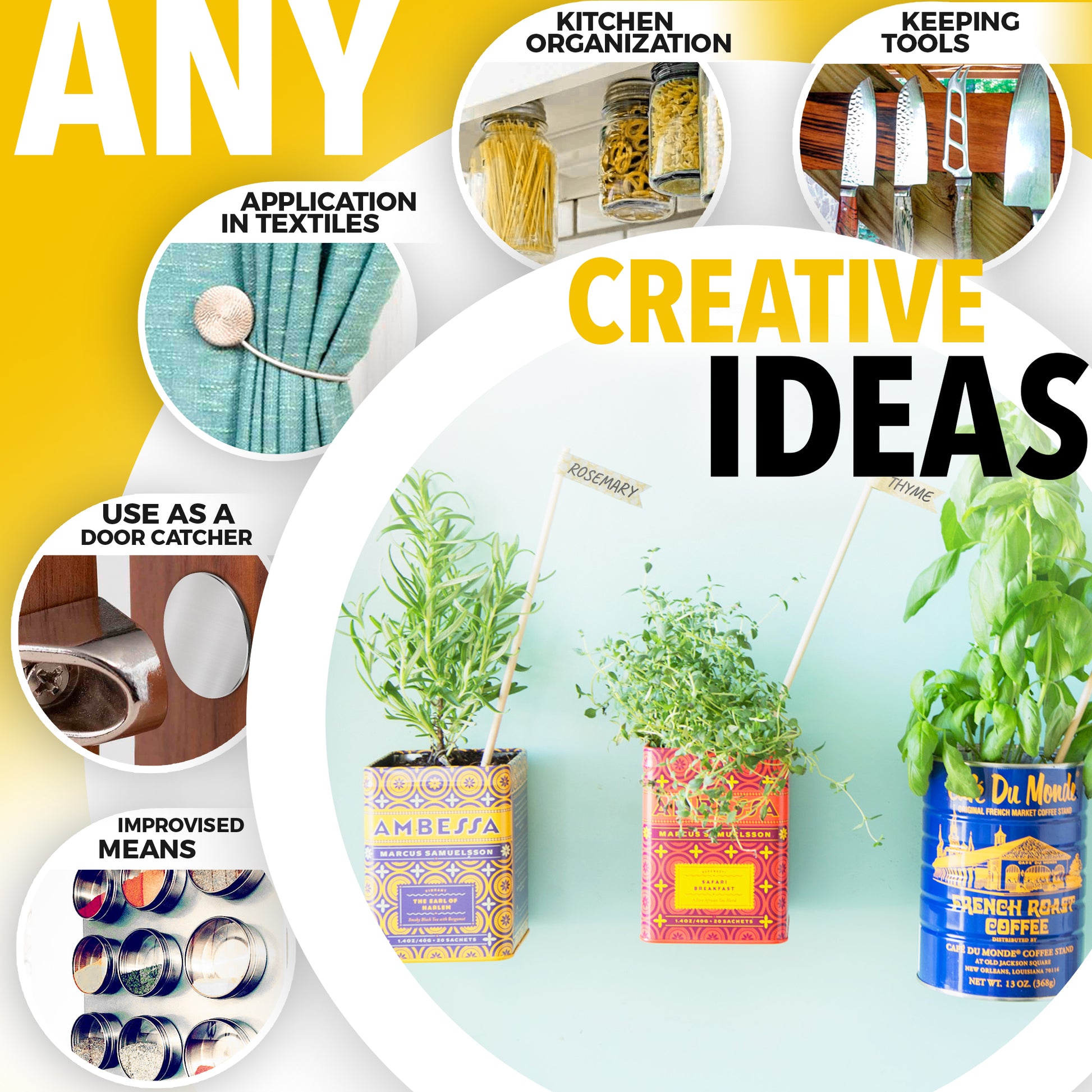 Super Strong Neodymium Disk Magnets with Adhesive Backing 1.5" – Round Rare Earth Magnets 3 PCs - Heavy Duty Neodymium N52 Magnets