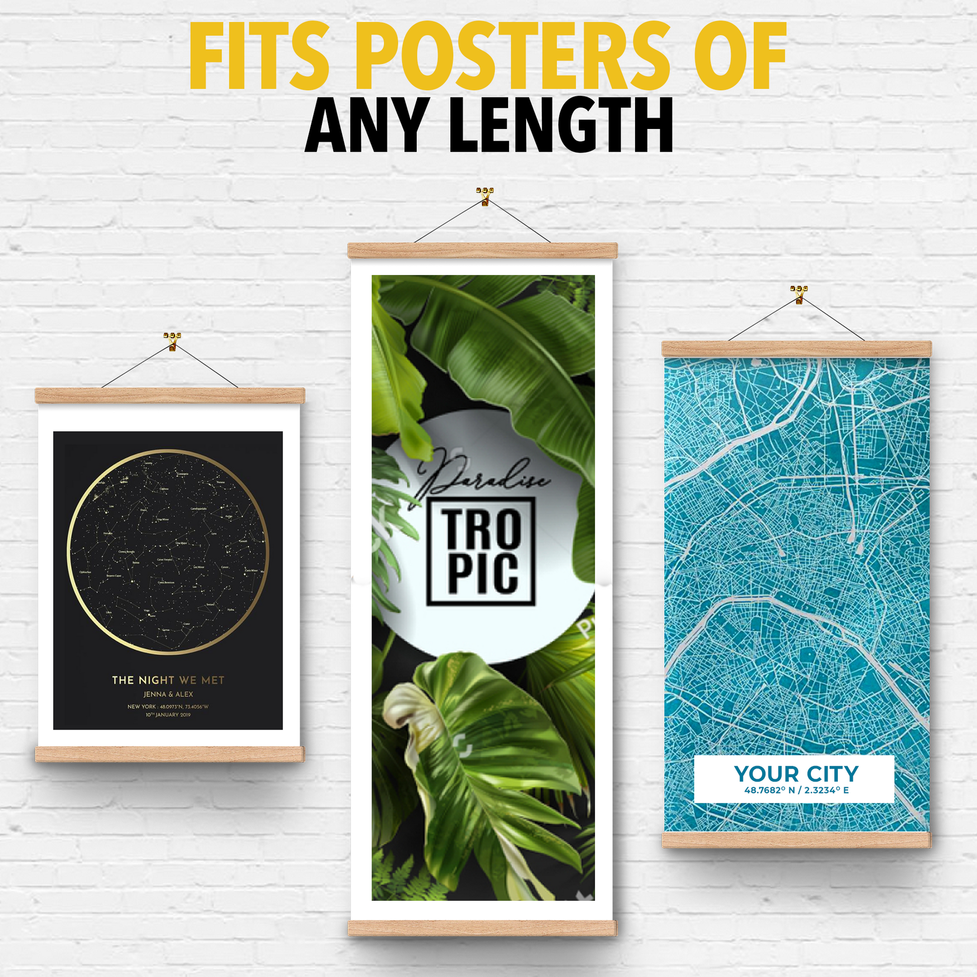 Magnetic Poster Hanger Frame 9" – Magnet Picture Frame White Wood – Poster Holder for Pictures