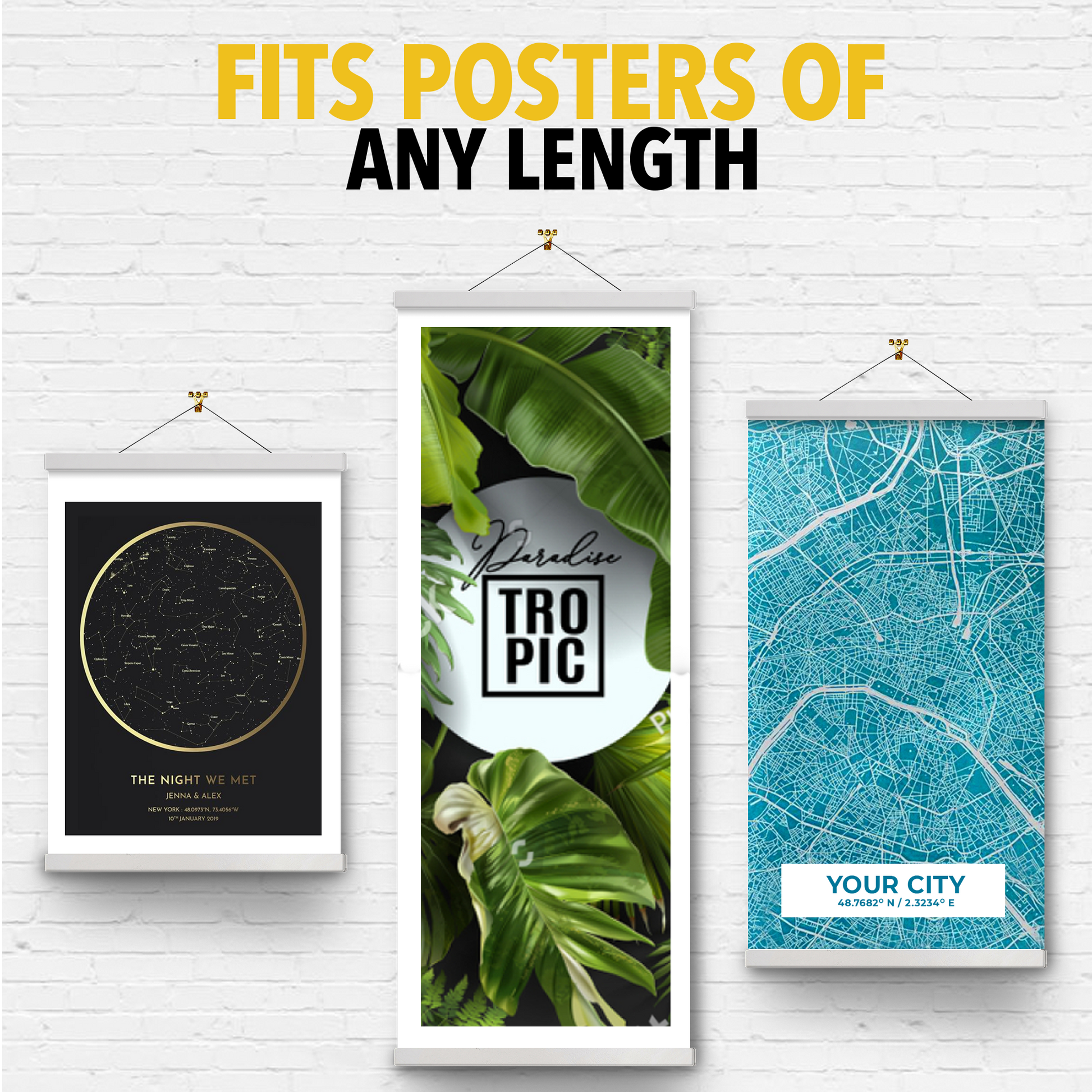 Magnetic Poster Hanger Frame 16" – White Wood Magnetic Poster Frame – Magnet Picture Frame