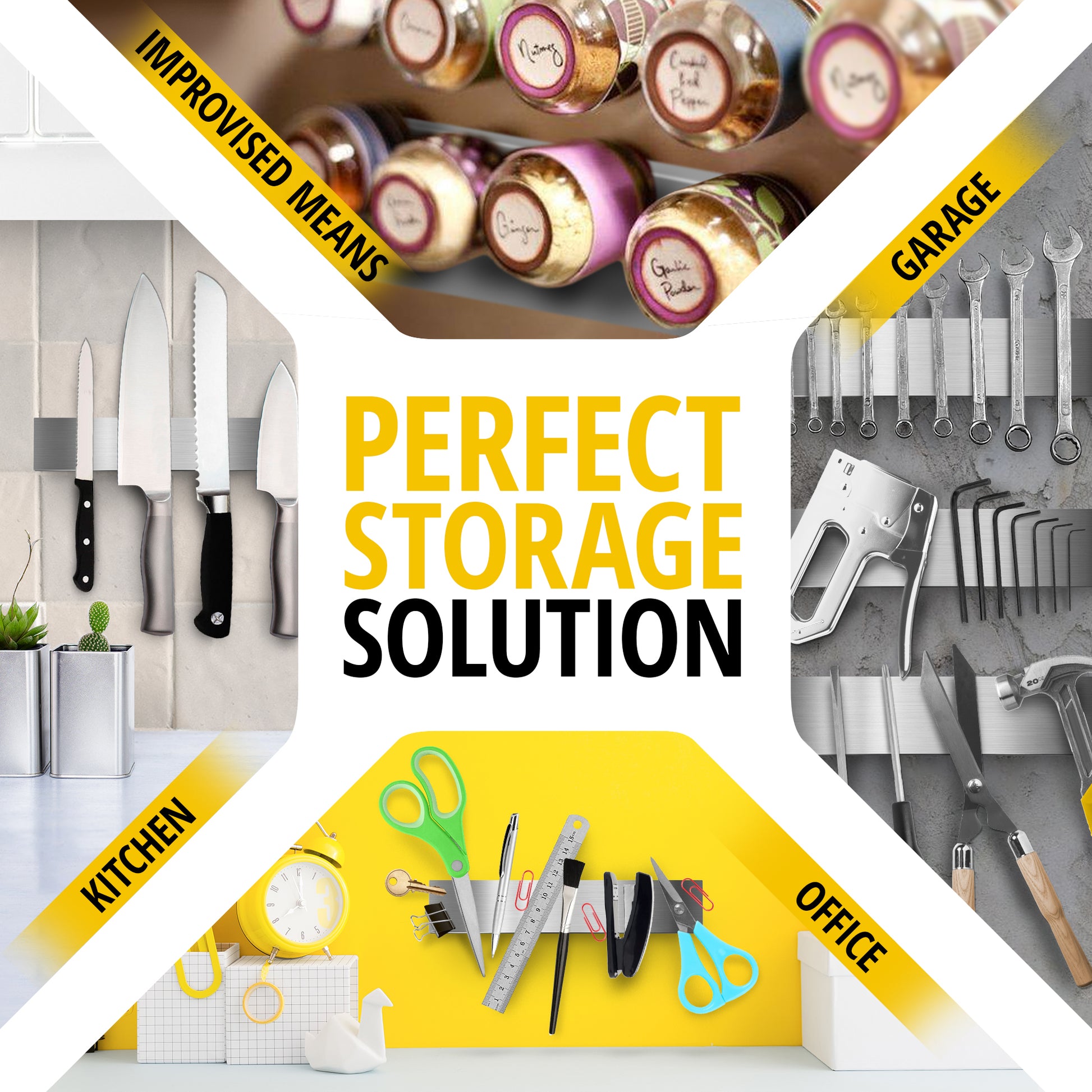 Knife Magnetic Strip 10" with Adhesive – Magnetic Knife Holder for Wall no Screws - Tool Holder and Kitchen Organizer