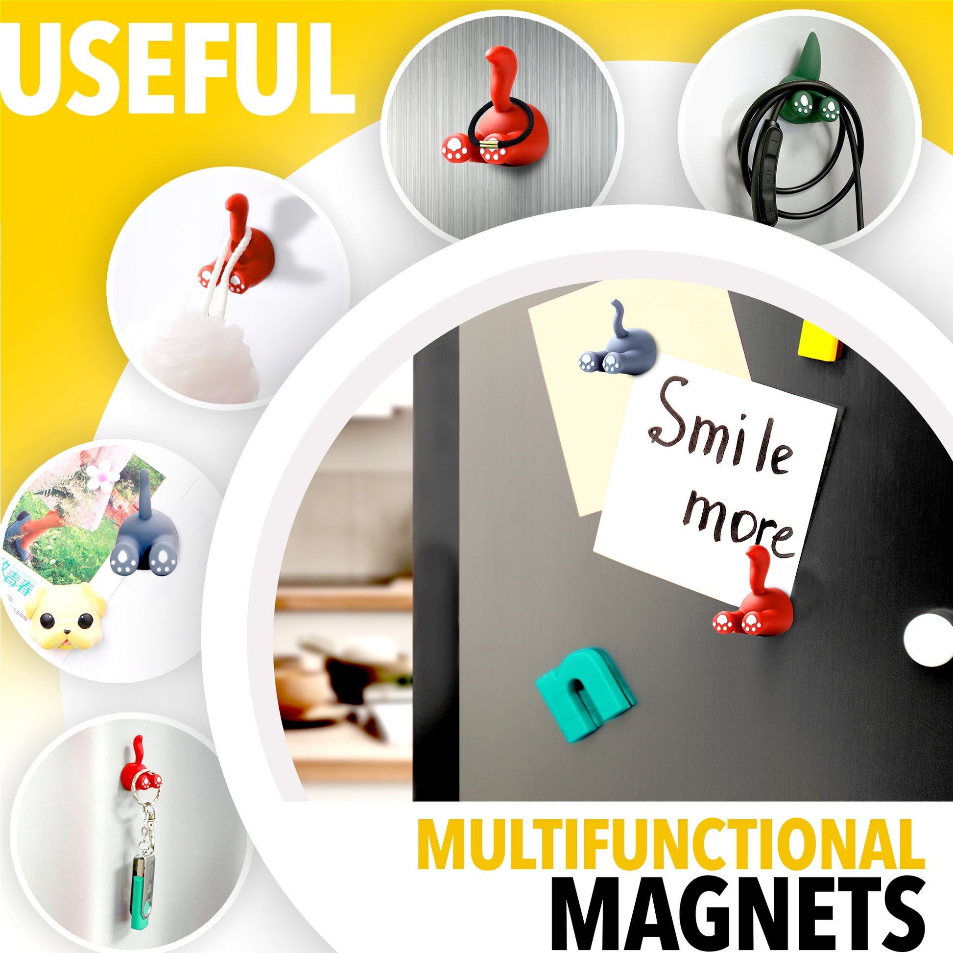 Cat Butt Magnets for Refrigerator – Funny Fridge Magnets – Cute Cat Lover Gifts for Women and Men