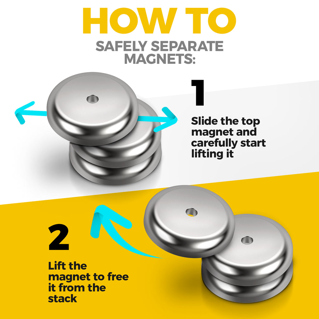Extremely Strong Neodymium Cup Magnets 3 Pcs -  Industrial Strength Round Base Rare Earth Magnets