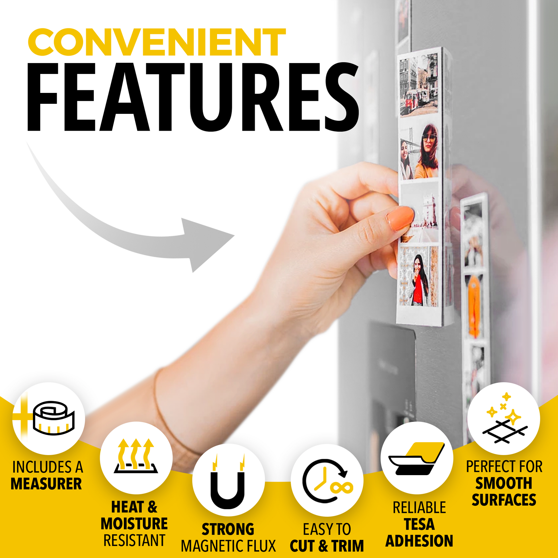 Flexible Magnetic Tape - Wide 1.5 Inch x 10 Feet Sticky Magnetic Strip - Adhesive Magnets for DIY, Craft and Education UK