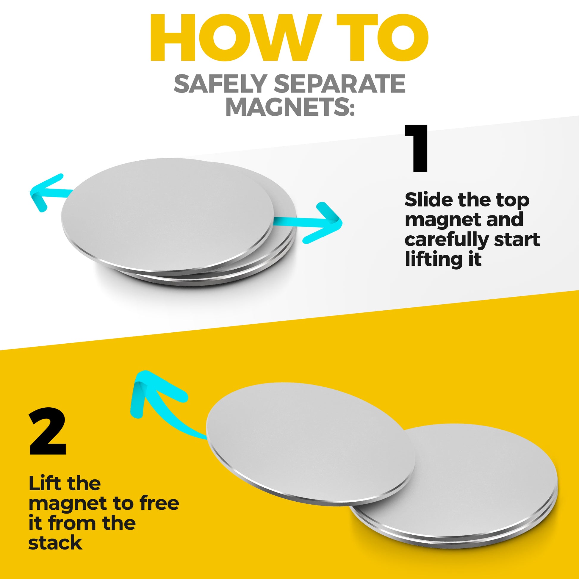 Super Strong Neodymium Disk Magnets with Adhesive Backing 1.5" – Round Rare Earth Magnets 3 PCs - Heavy Duty Neodymium N52 Magnets