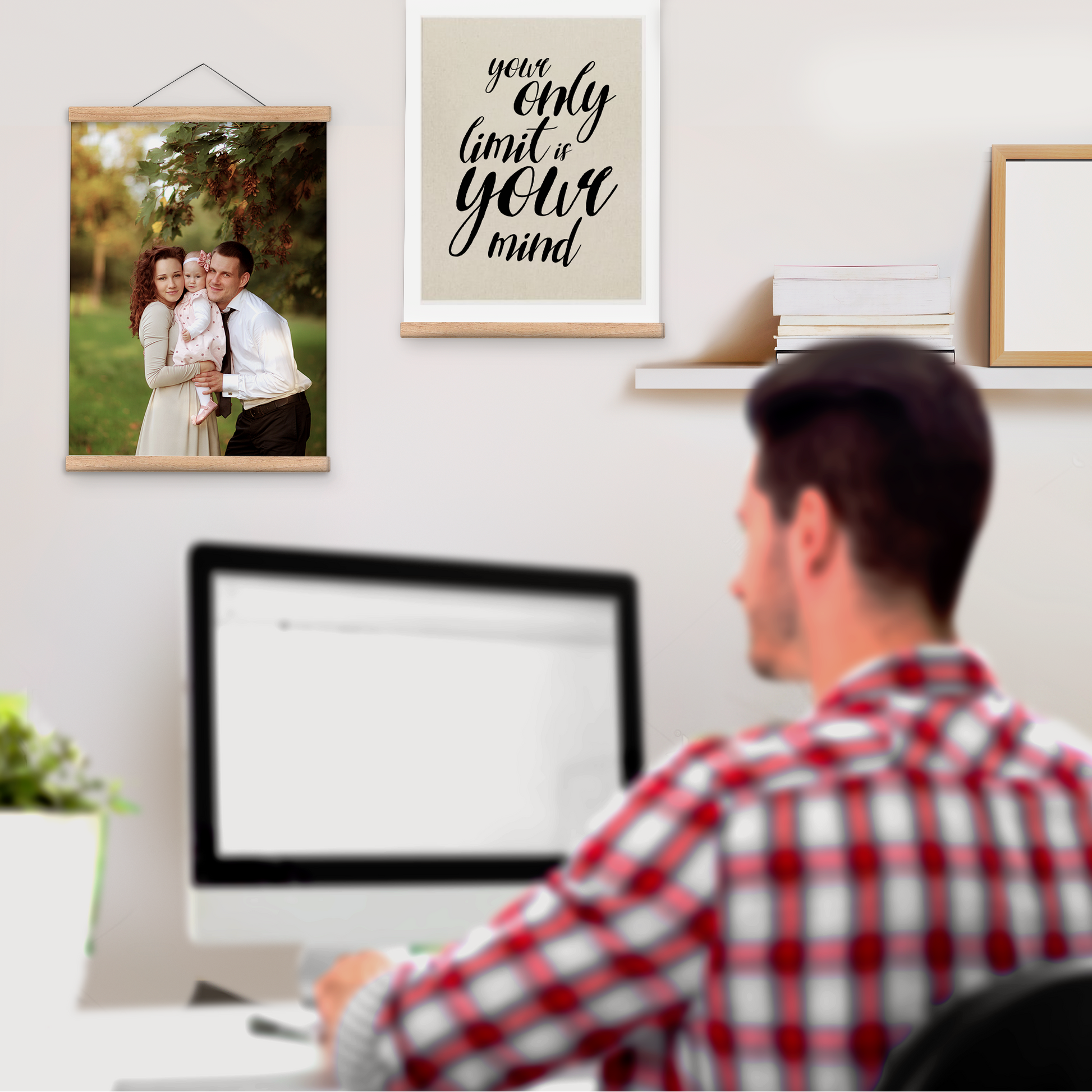 Magnetic Poster Hanger Frame 16" – White Wood Magnetic Poster Frame – Magnet Picture Frame