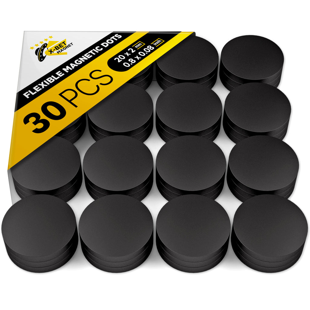 Magnetic Dots - Round Magnets with Adhesive Backing - Flexible Self Adhesive Magnets for Crafts – 30 PCs
