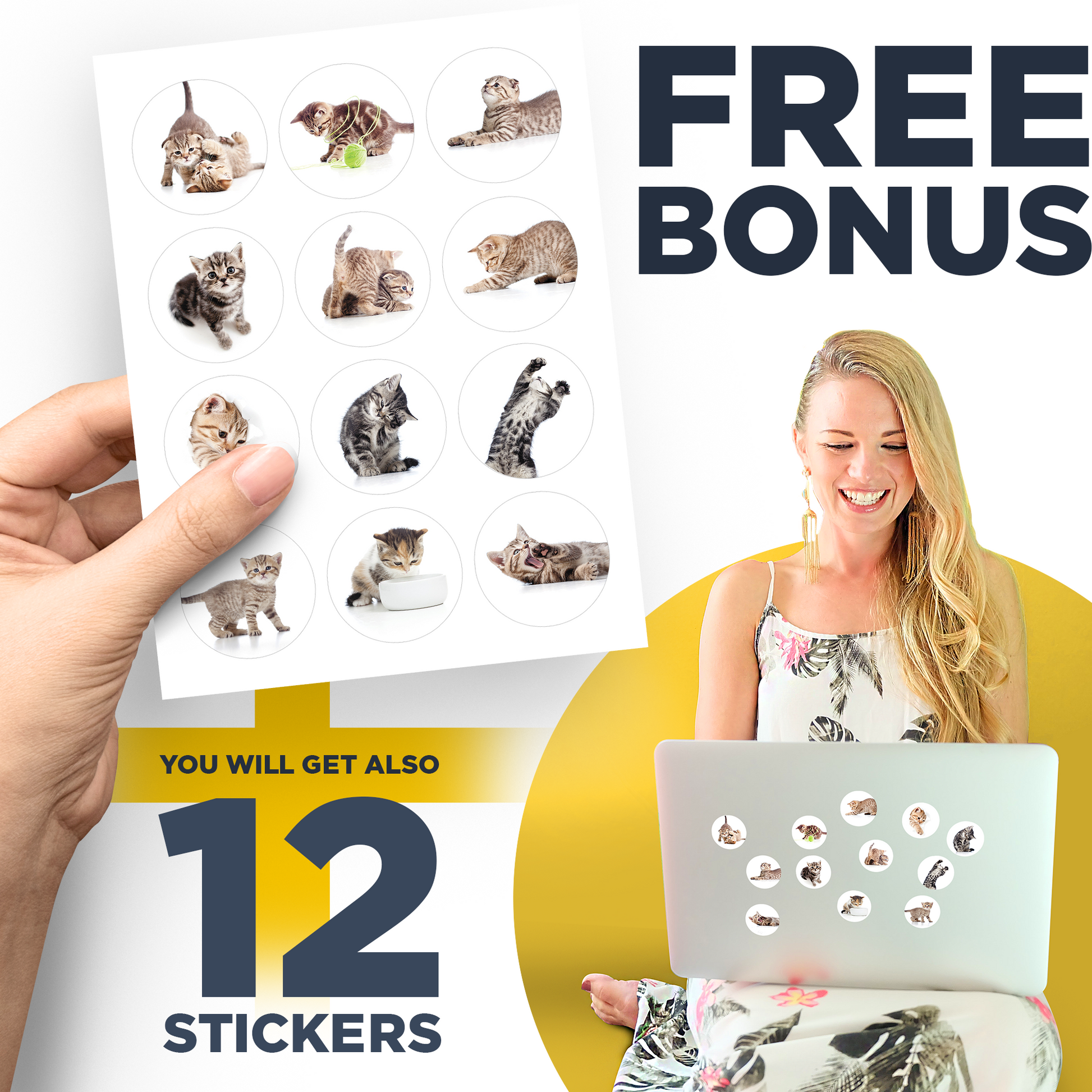 Cat Magnets - Decorative Magnets for Fridge and Whiteboard - Fridge Funny Magnets - Small Round Magnets - 12 PCs